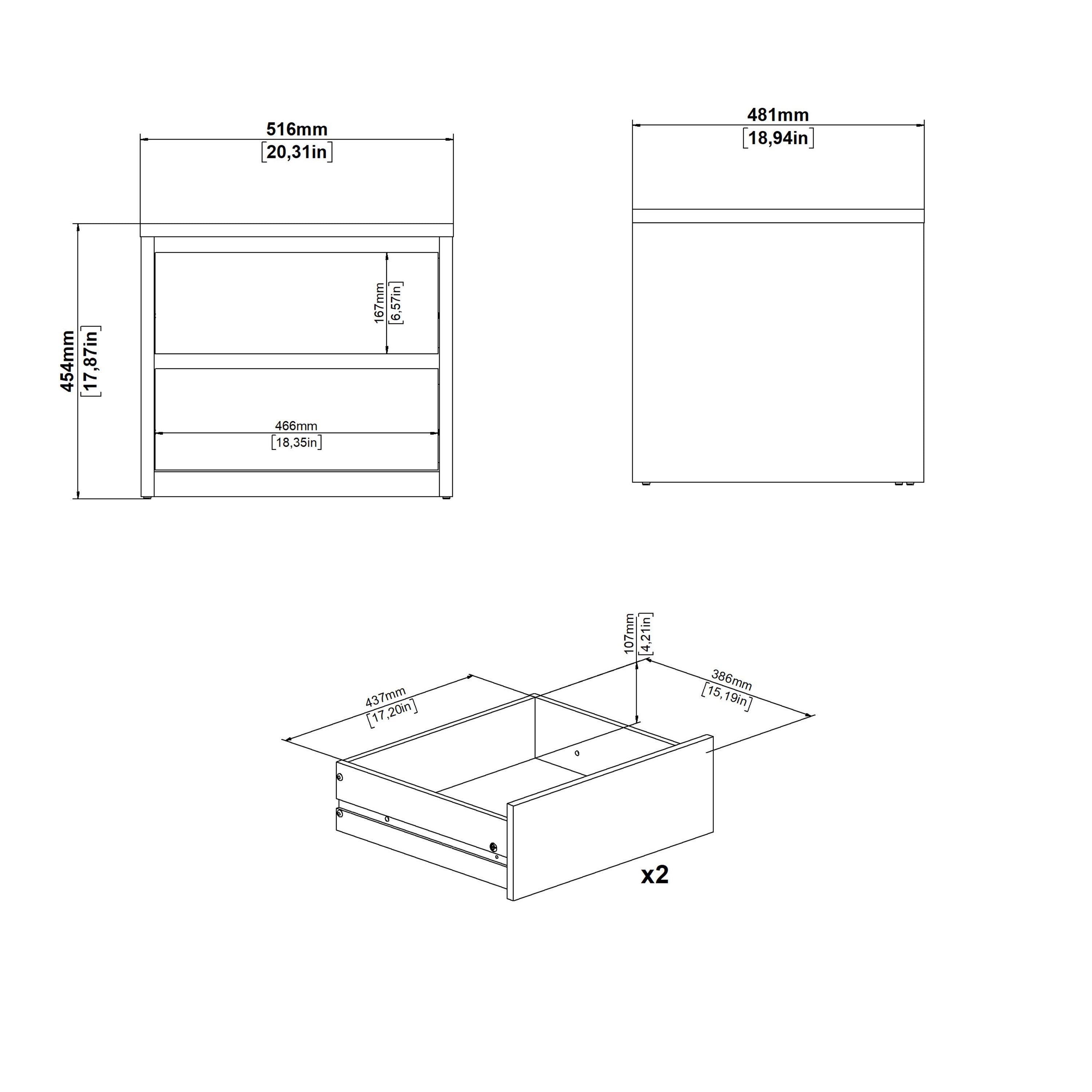 Next Nightstand 2 drawers Jackson Hickory White high gloss – FTG, view 10