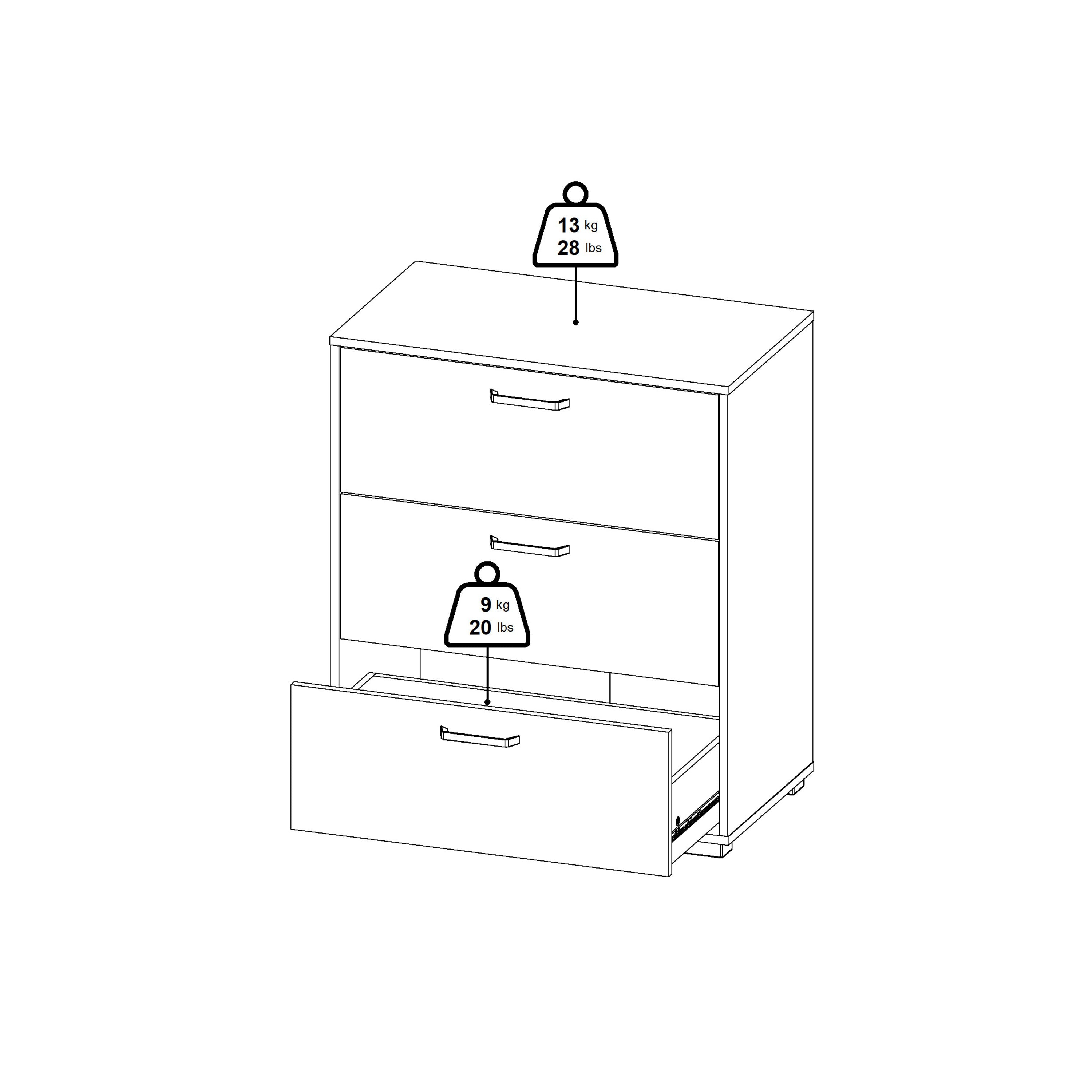 Sofia Chest 3 drawers White – FTG, view 14