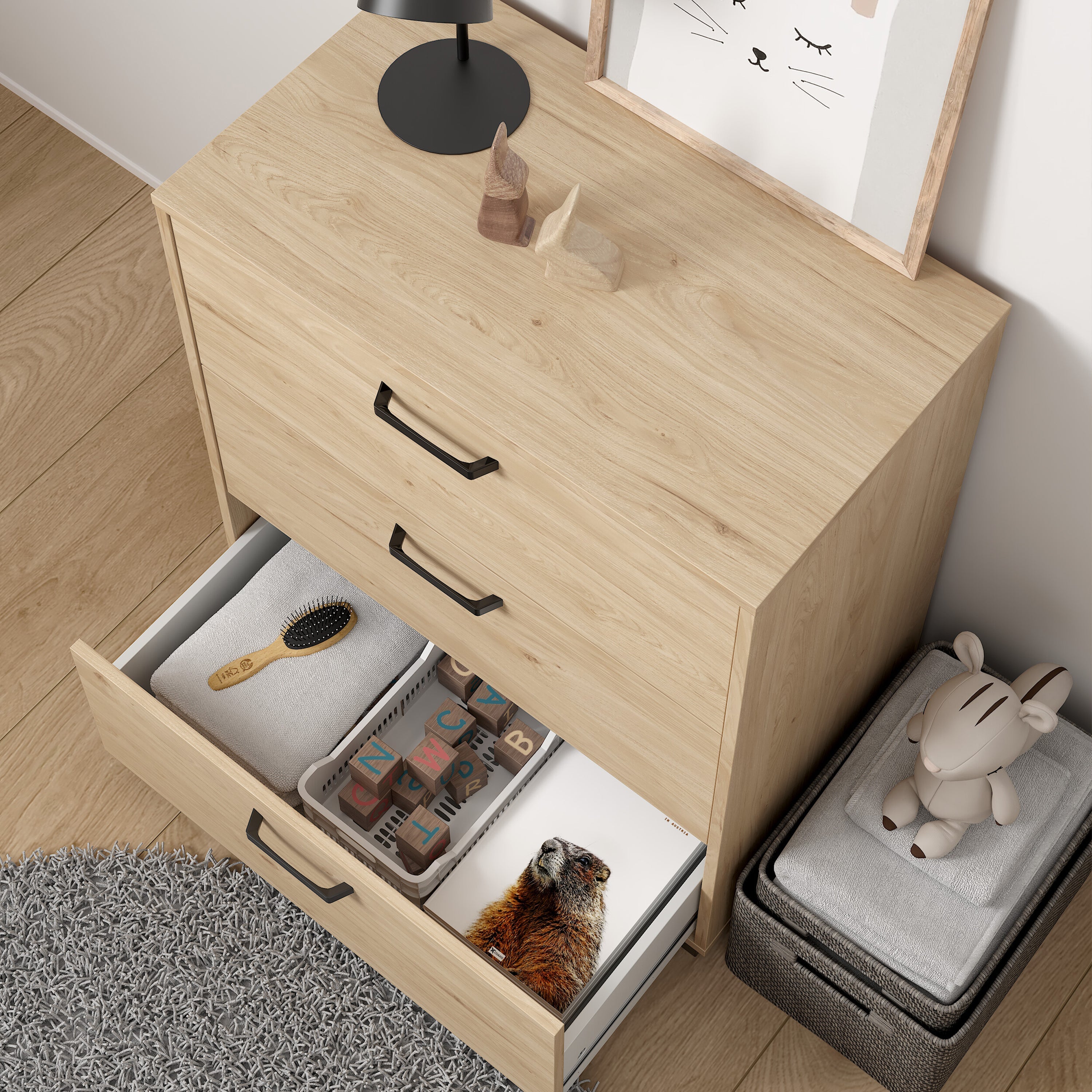 Sofia Chest 3 drawers Jackson Hickory – FTG, view 10