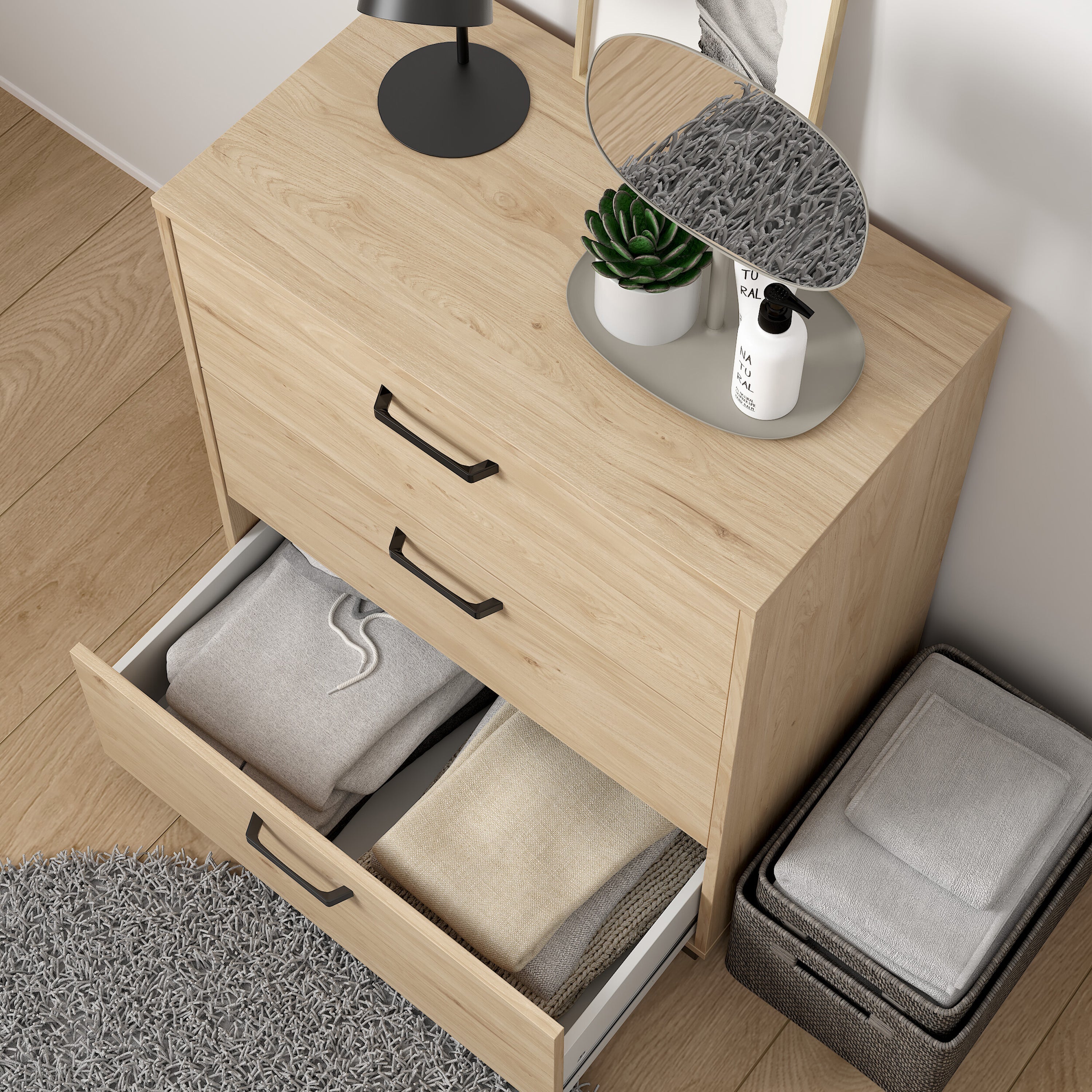 Sofia Chest 3 drawers Jackson Hickory – FTG, view 9