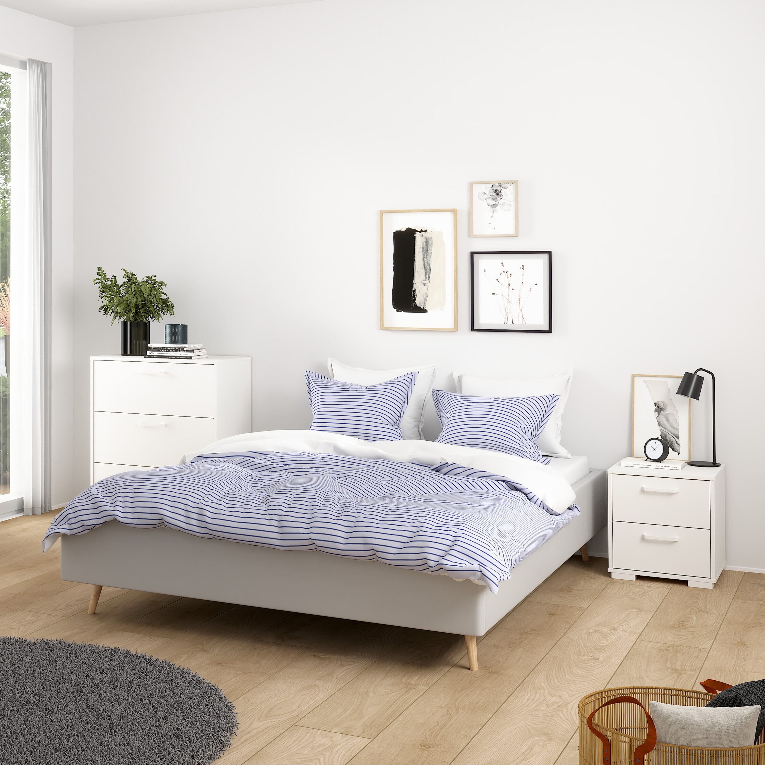 Sofia Nightstand 2 drawers White – FTG, view 6
