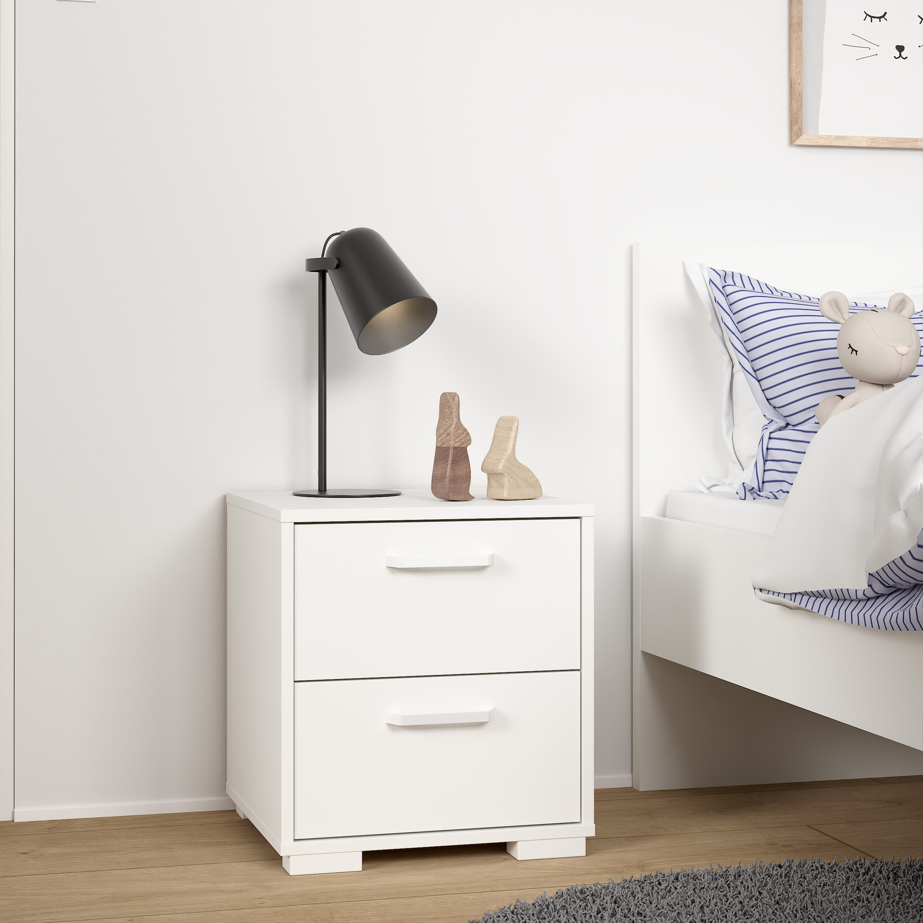 Sofia Nightstand 2 drawers White – FTG, view 9