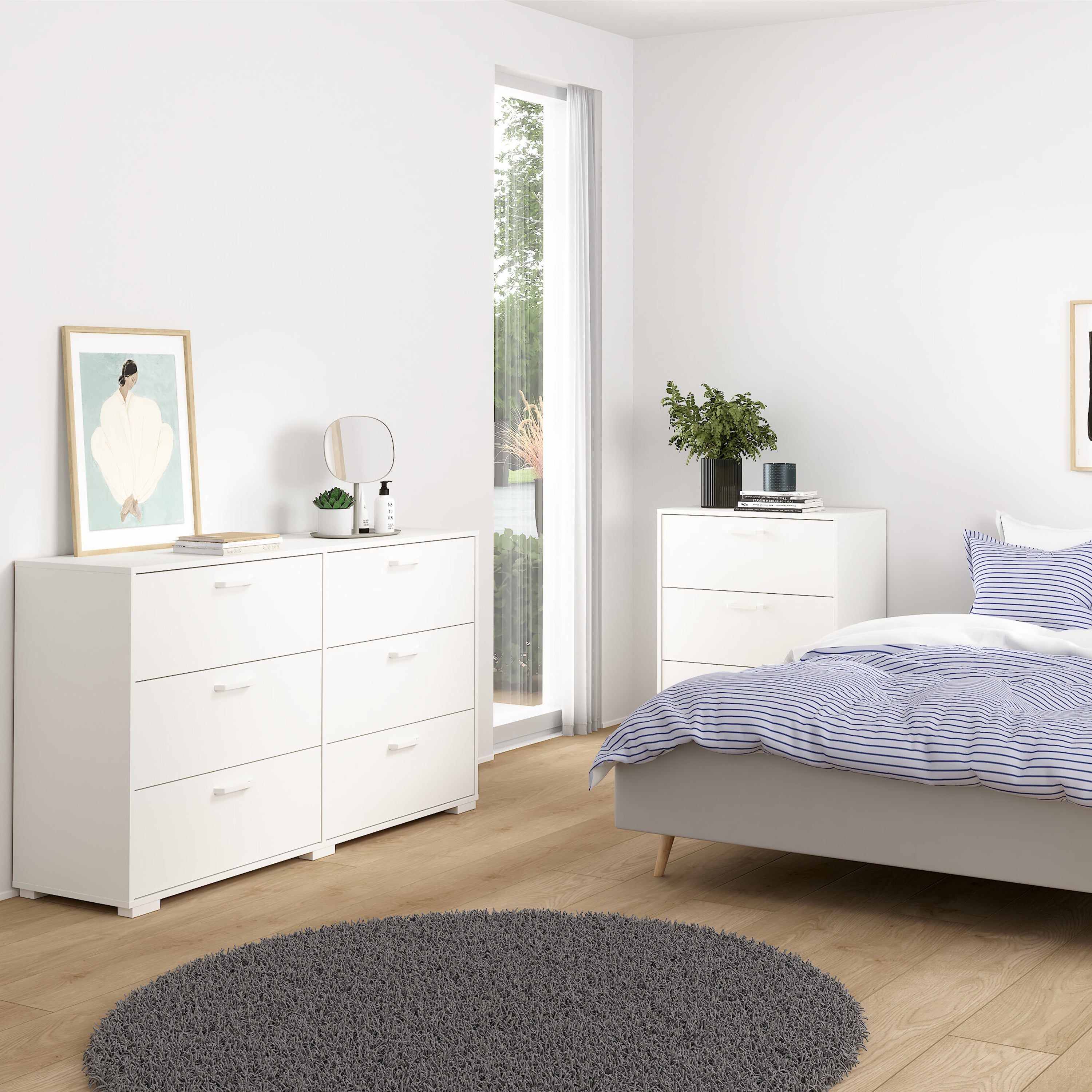 Sofia Double dresser 6 drawers White – FTG, view 6