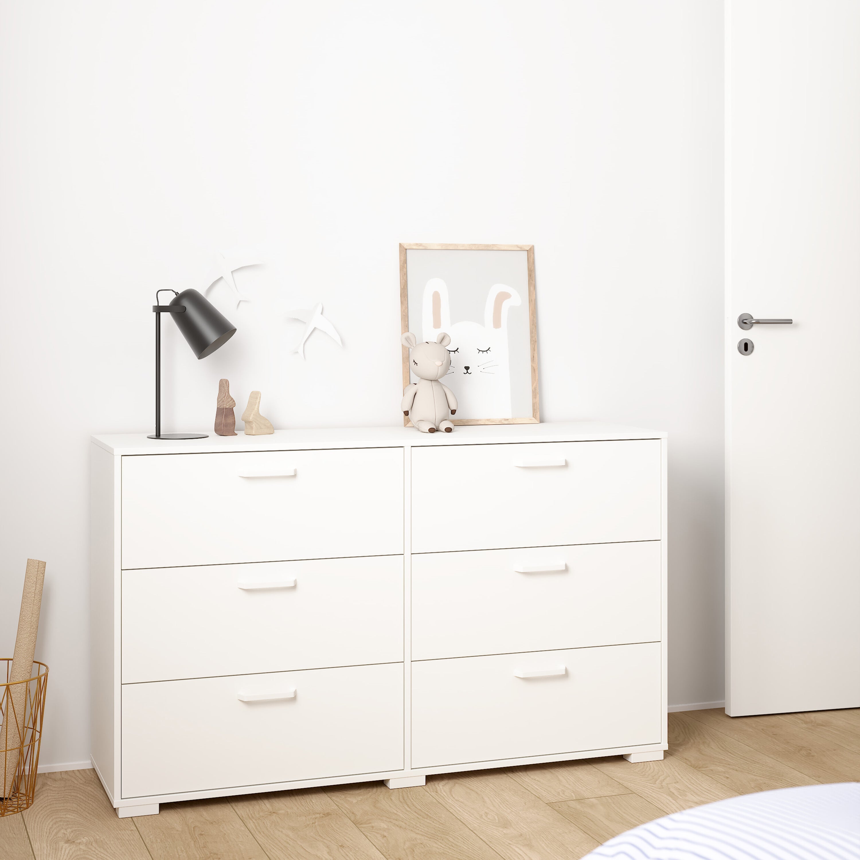 Sofia Double dresser 6 drawers White – FTG, view 8