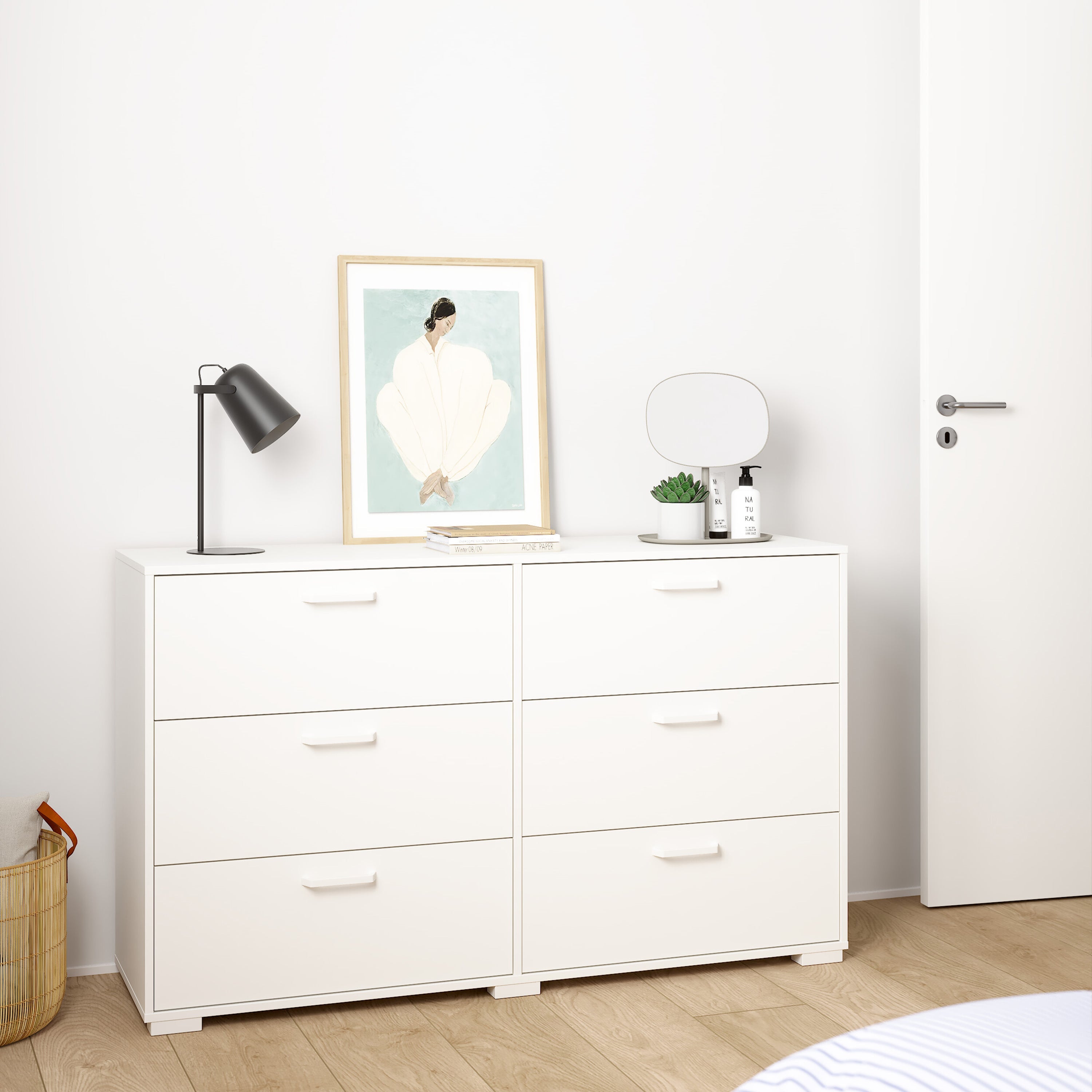 Sofia Double dresser 6 drawers White – FTG, view 9