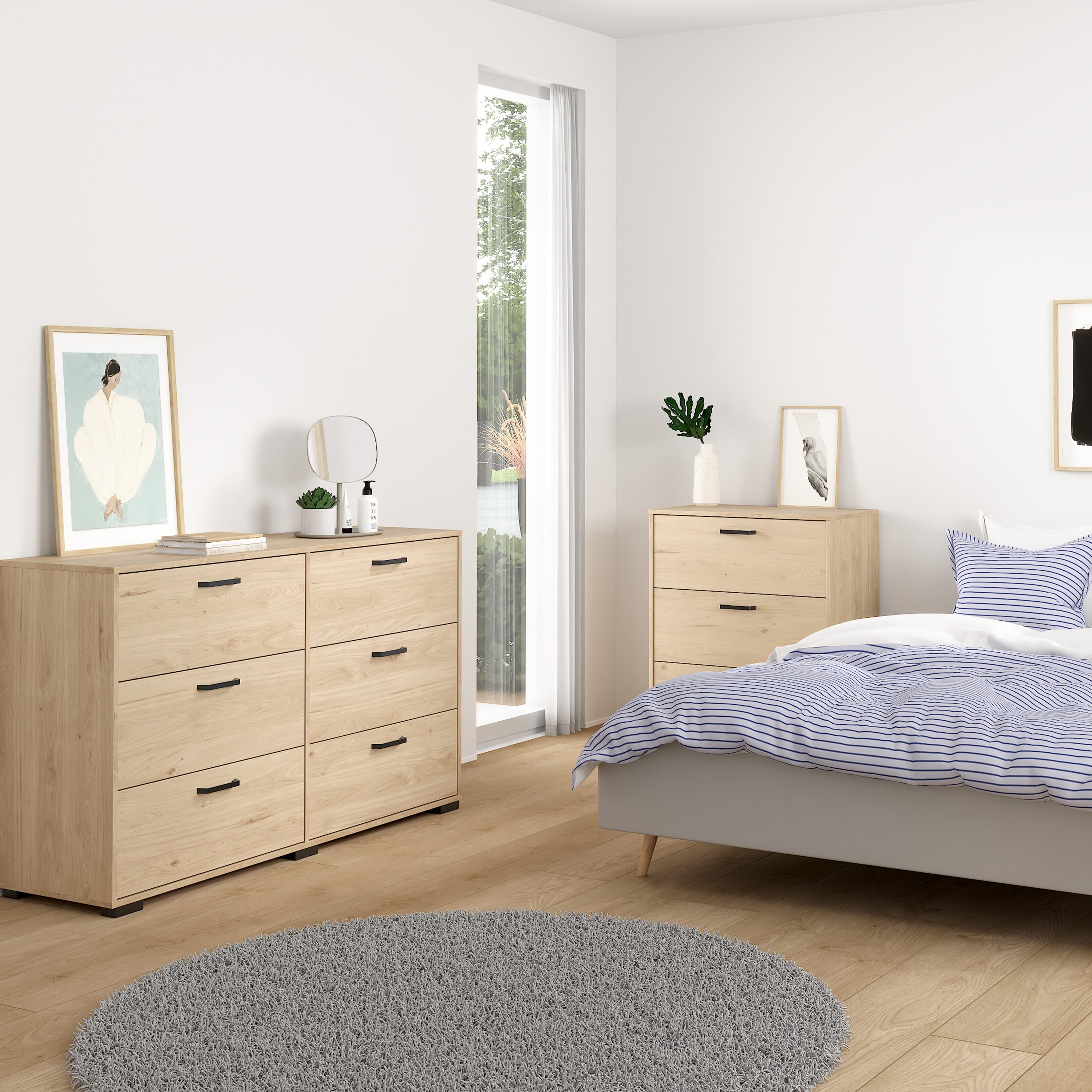 Sofia Double dresser 6 drawers Jackson Hickory – FTG, view 3