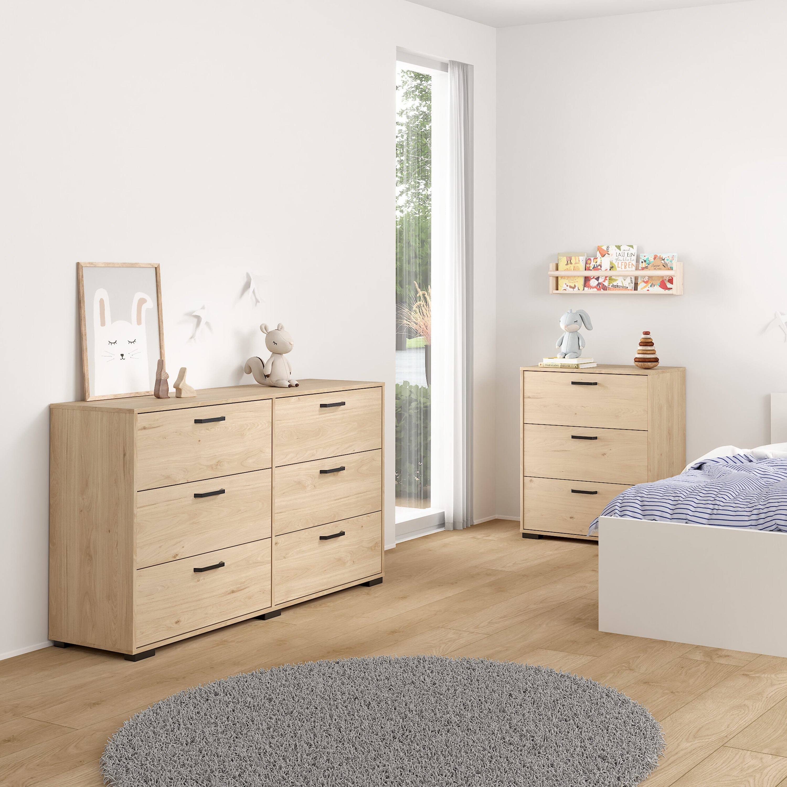 Sofia Double dresser 6 drawers Jackson Hickory – FTG, view 4