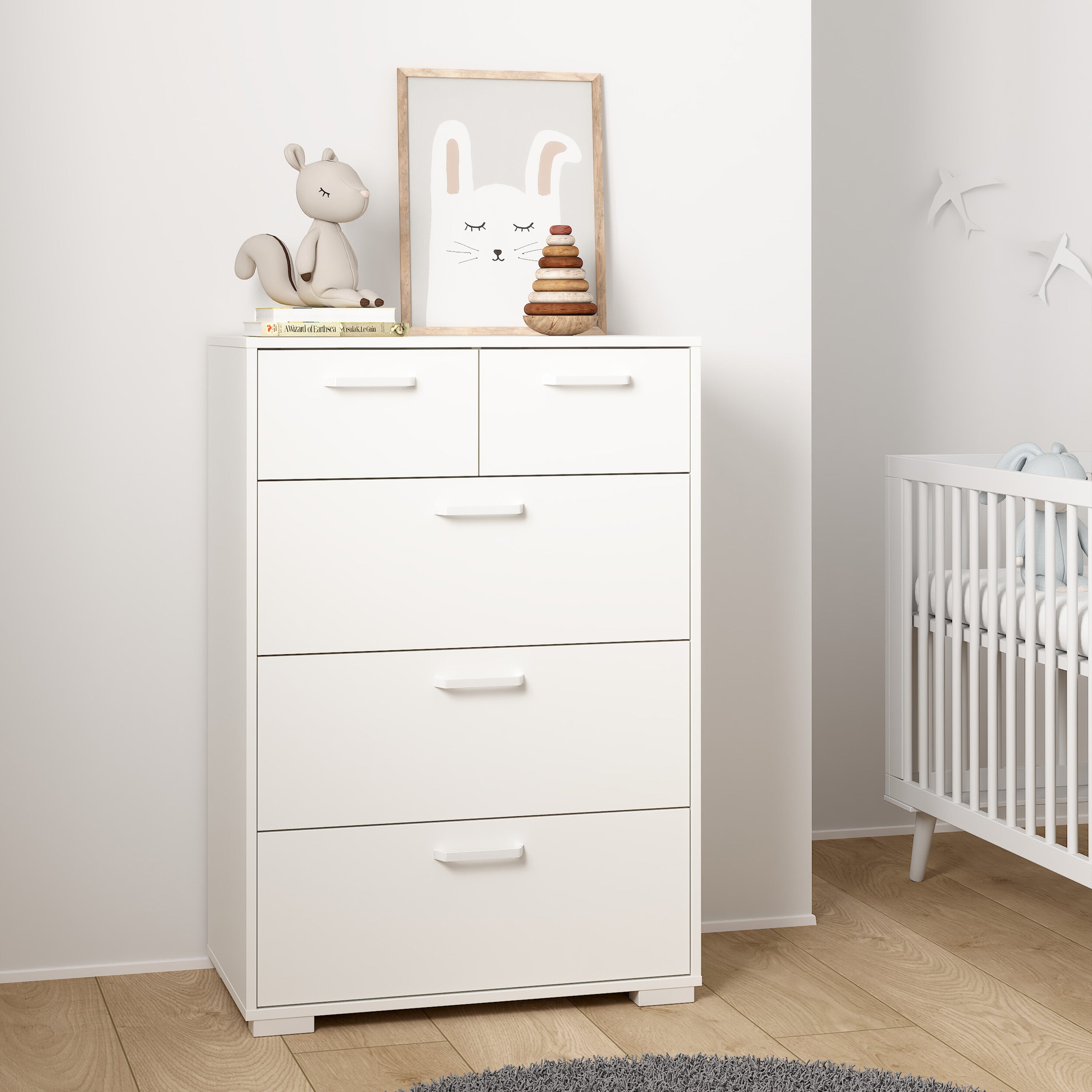 Sofia Chest 3 + 2 drawers White – FTG, view 9