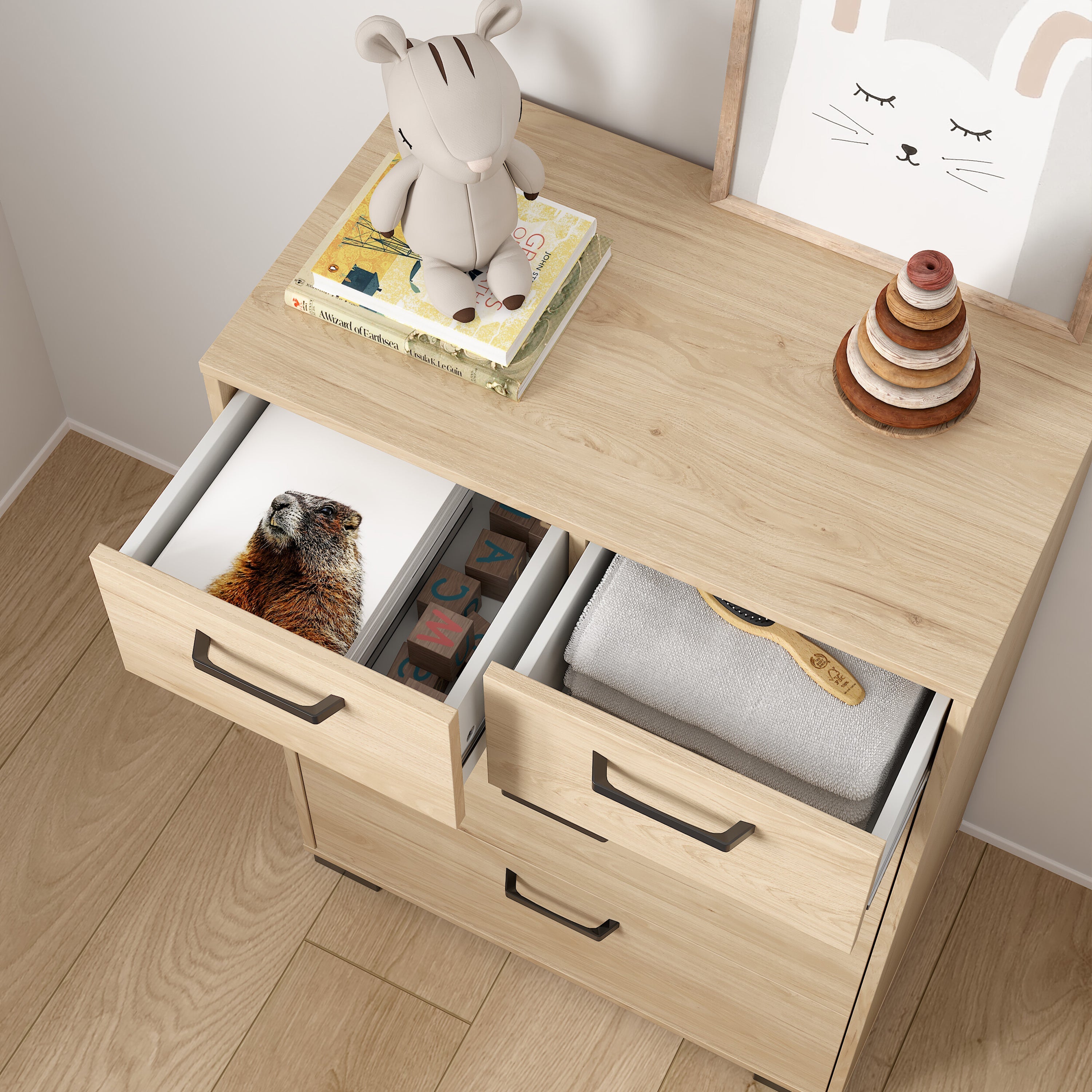 Sofia Chest 3 + 2 drawers Jackson Hickory – FTG, view 3