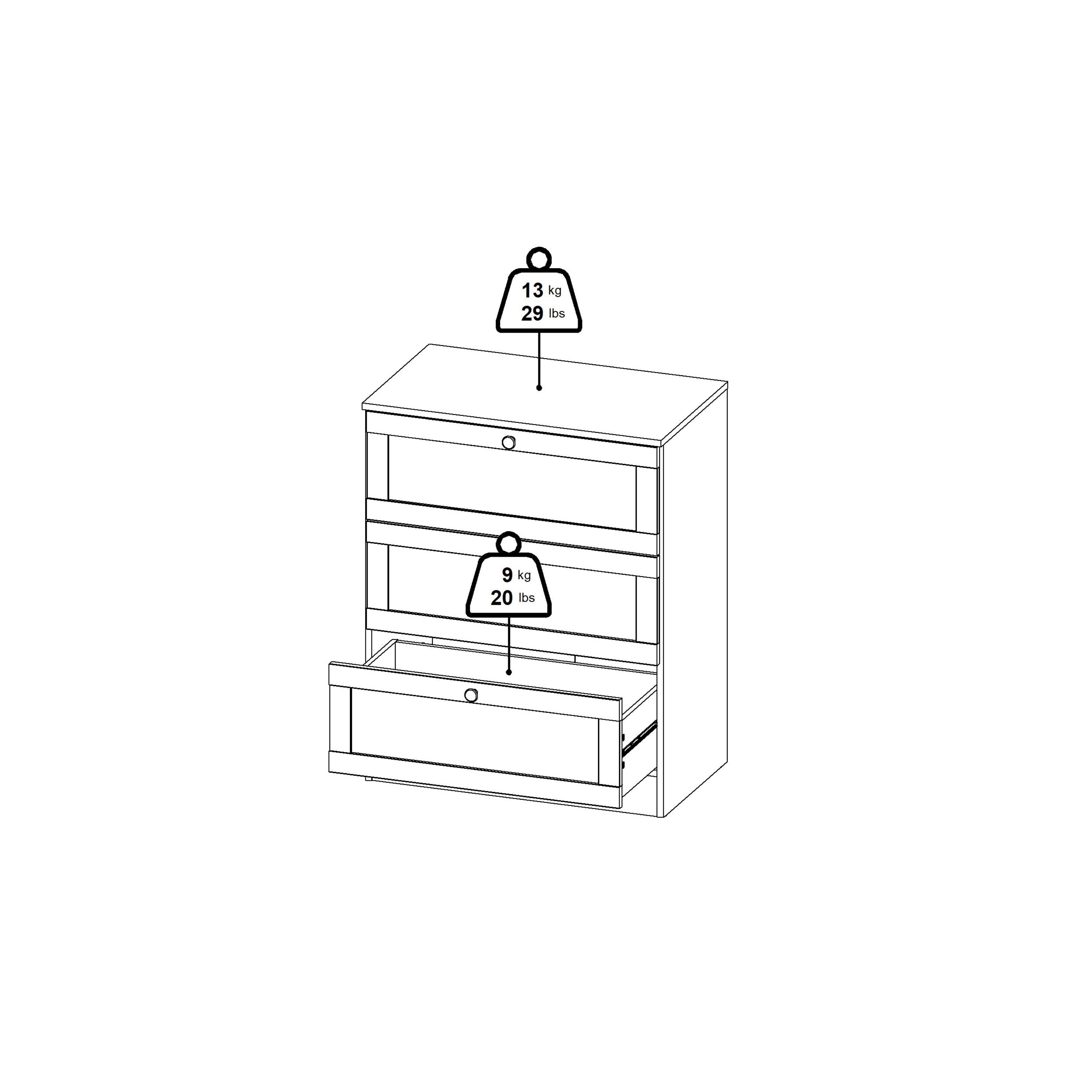Brande Chest with 3 Frame Drawers in White – FTG, view 12