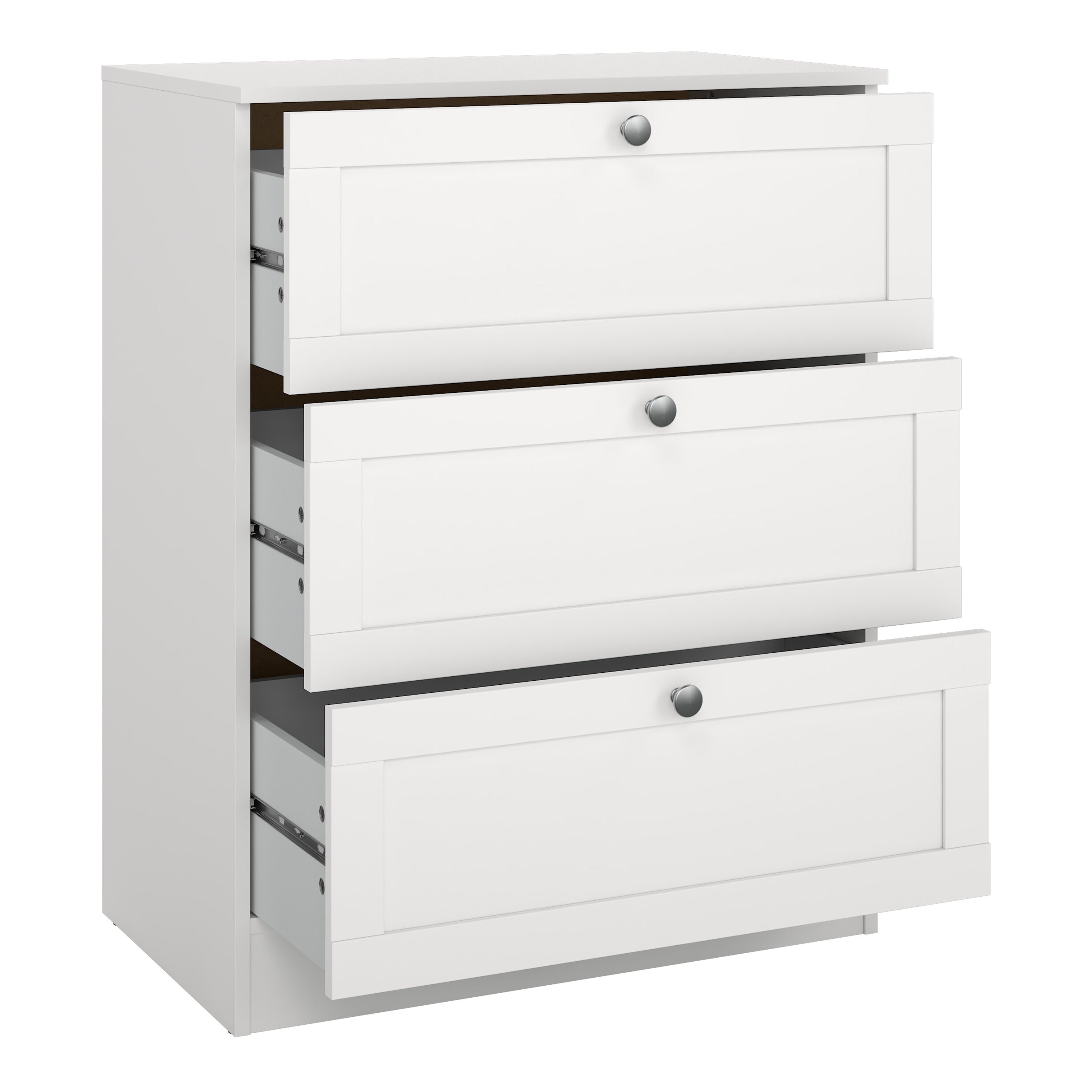 Brande Chest with 3 Frame Drawers in White – FTG, view 5