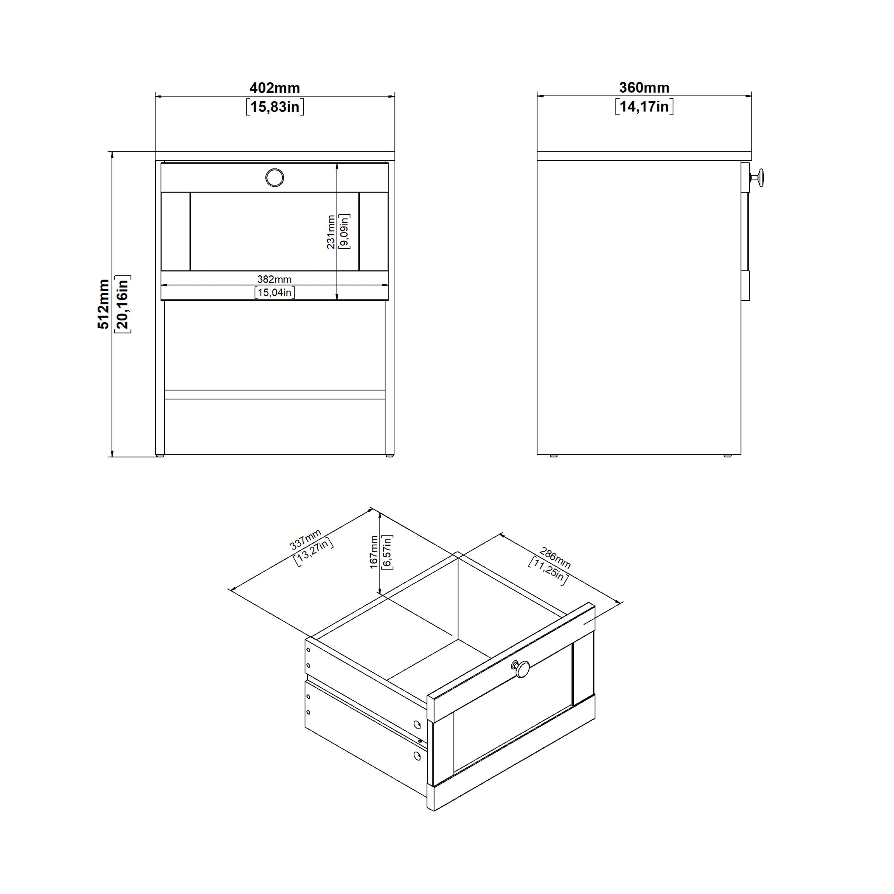 Brande Nightstand with1 Frame Drawer in White – FTG, view 5