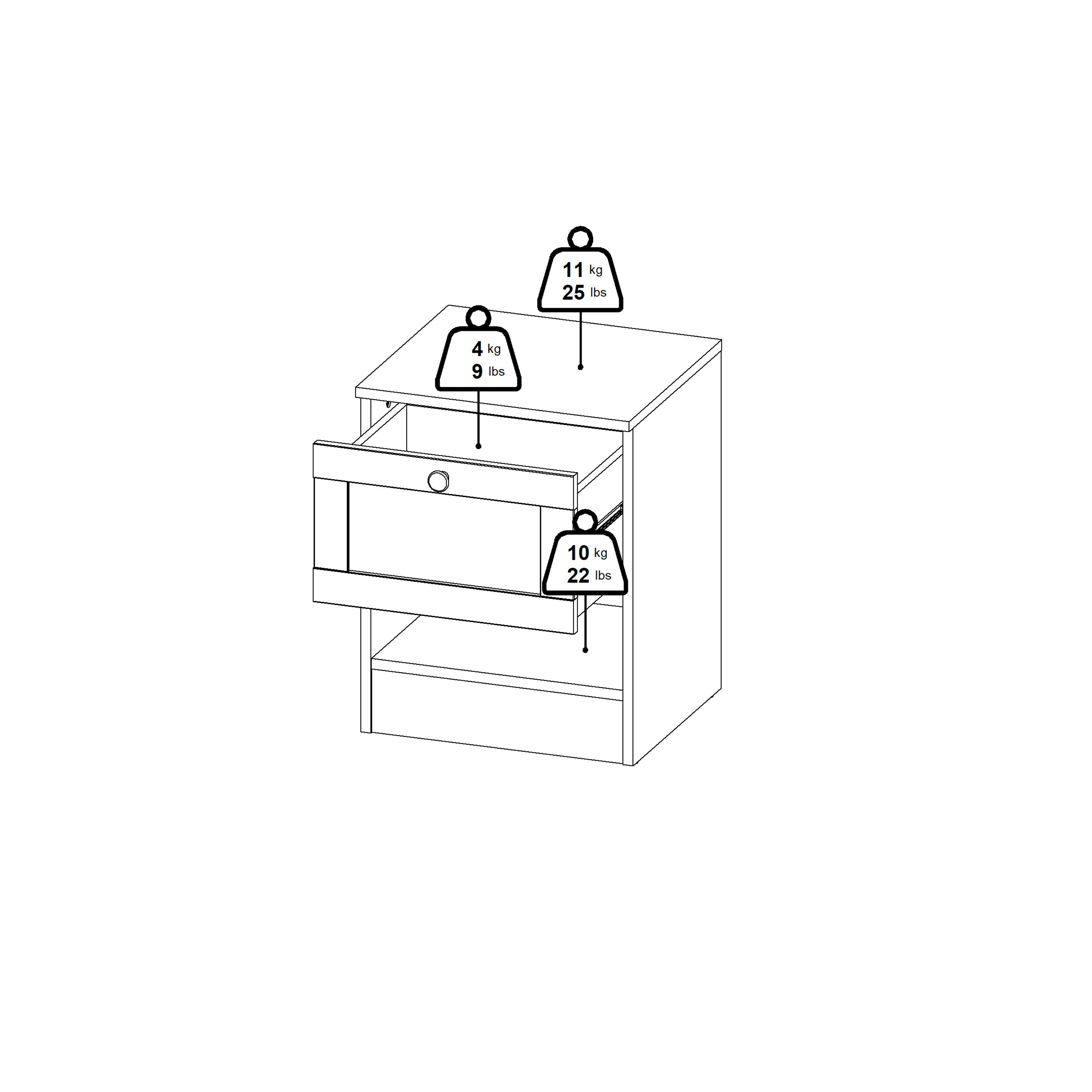 Brande Nightstand with1 Frame Drawer in White – FTG, view 7