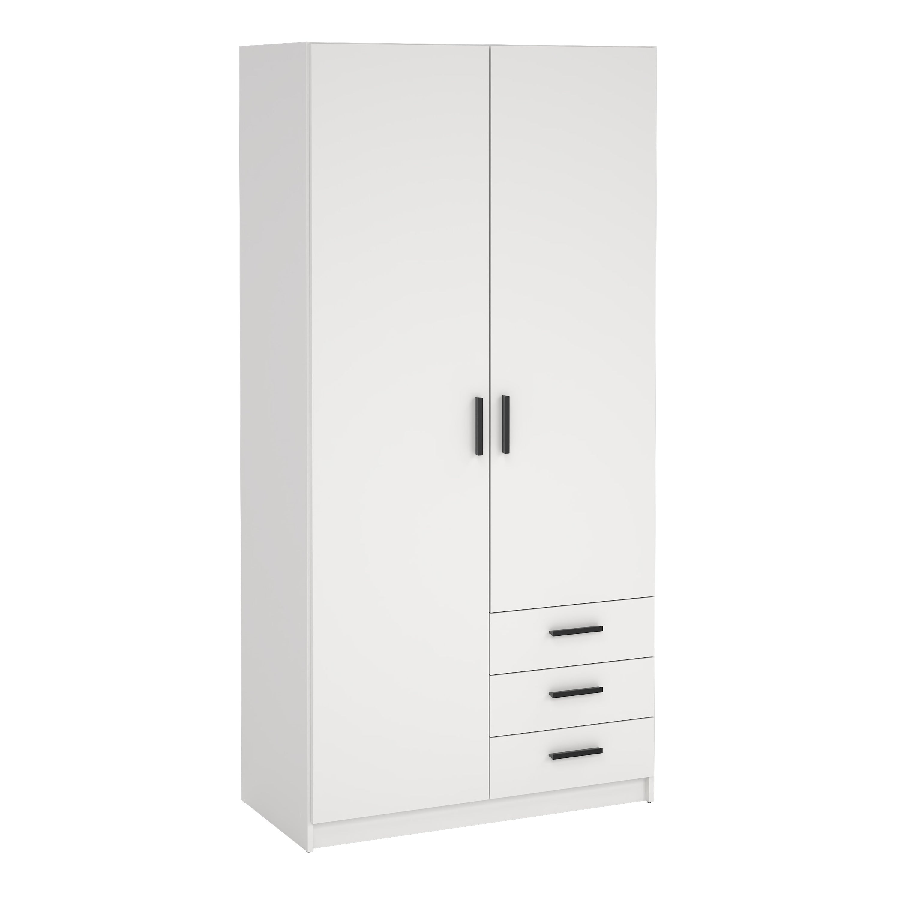 Sprint Wardrobe with 2 Doors + 3 Drawers in White