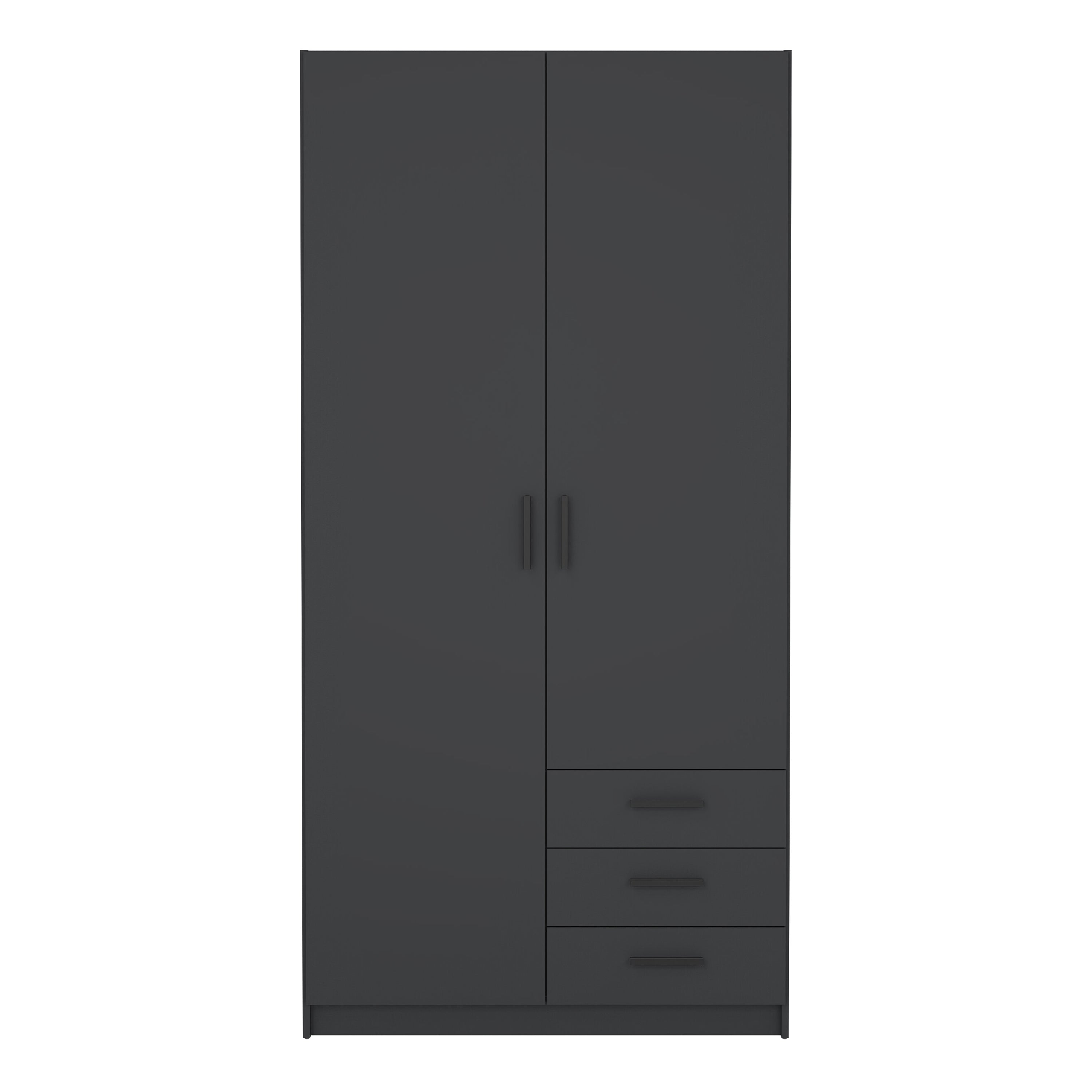 Sprint Wardrobe with 2 Doors + 3 Drawers in Matt Grey