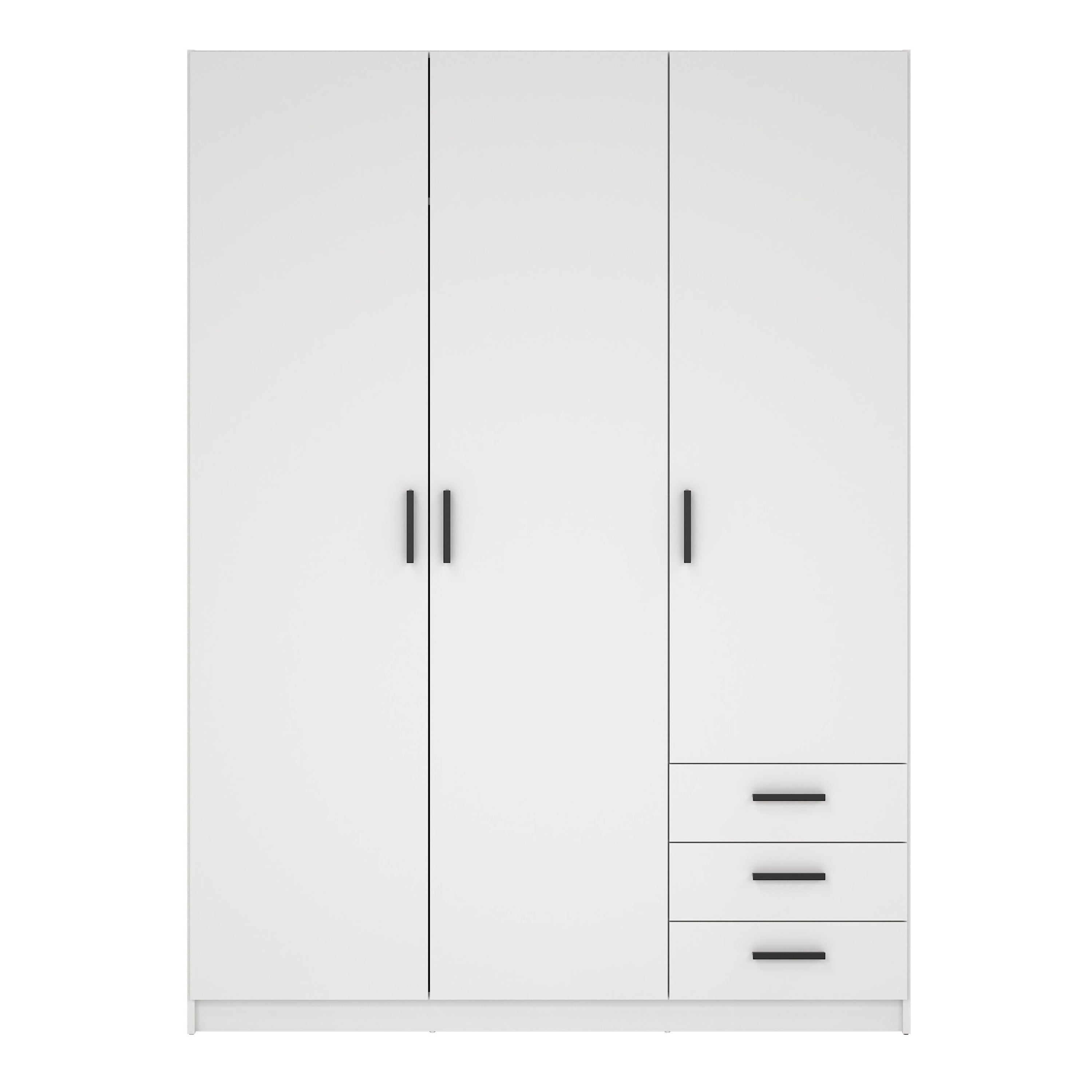 Sprint Wardrobe with 3 Doors + 3 Drawers in White