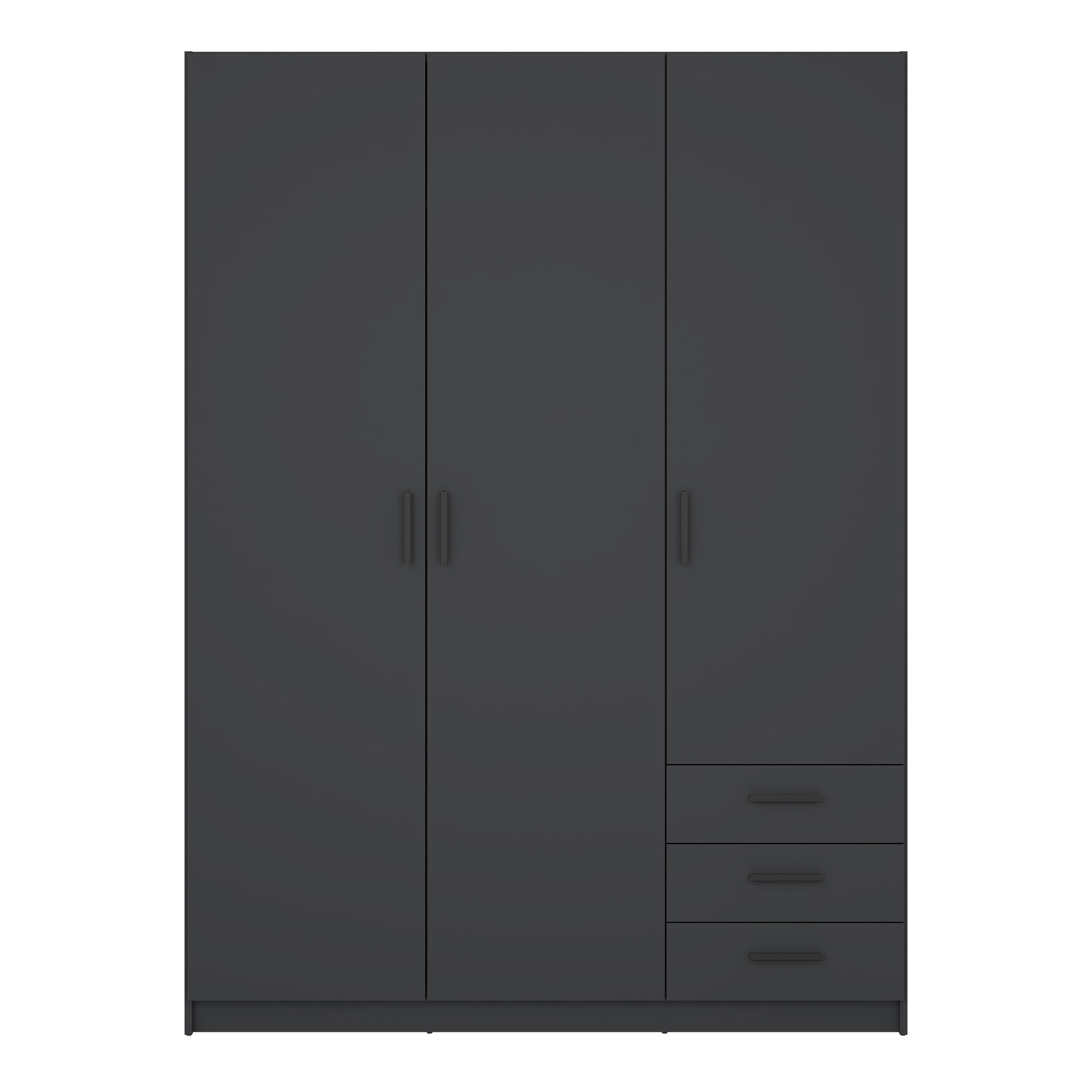 Sprint Wardrobe with 3 Doors + 3 Drawers in Matt Grey