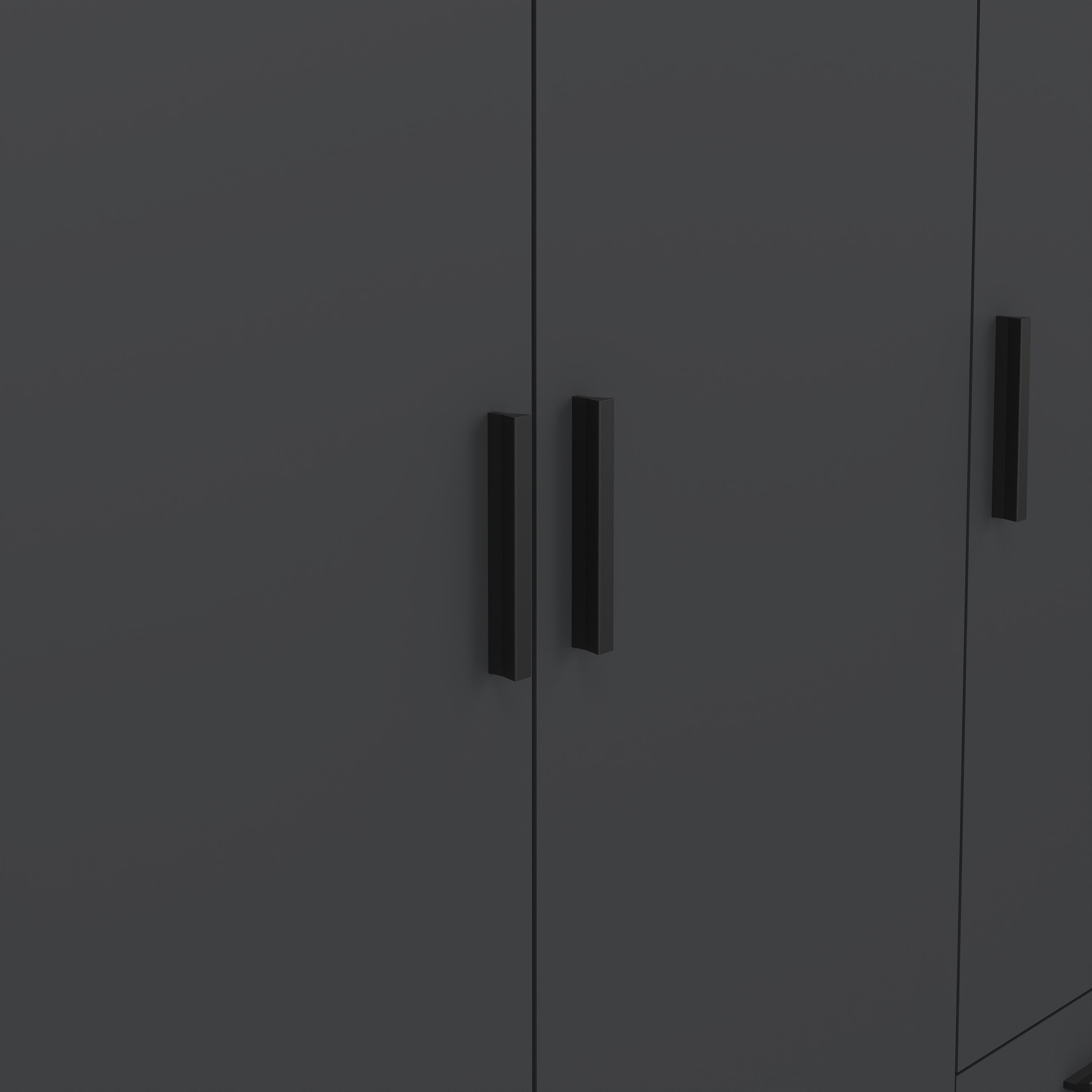 Sprint Wardrobe with 3 Doors + 3 Drawers in Matt Grey