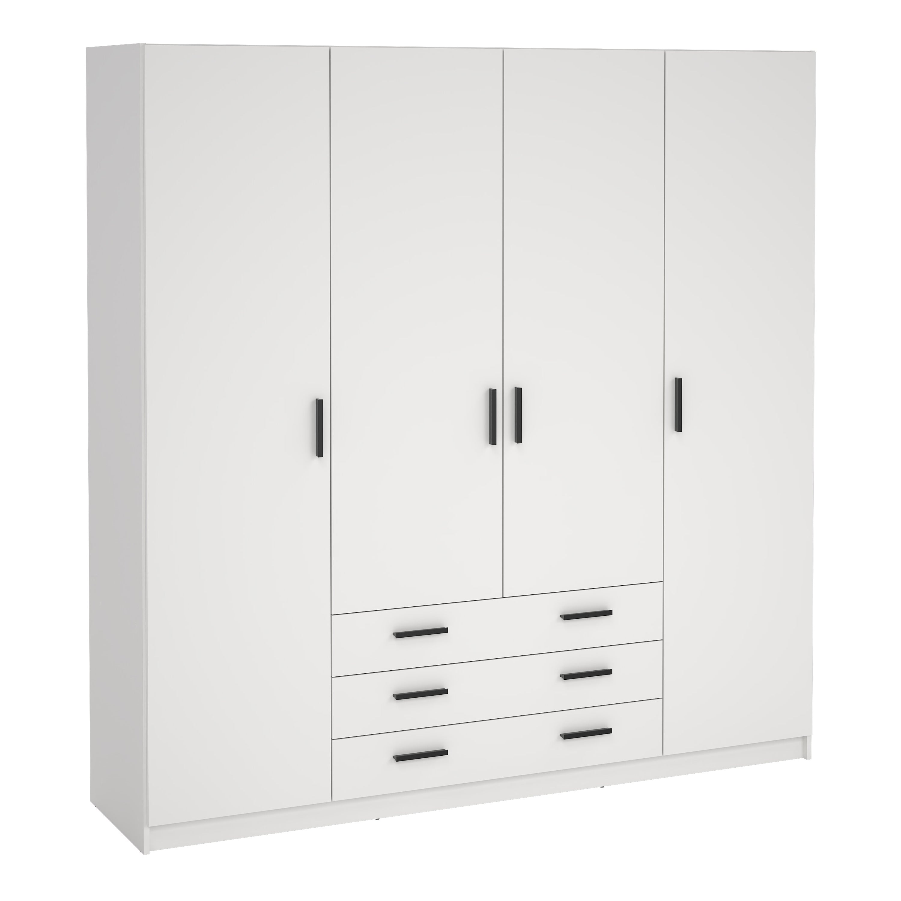 Sprint Wardrobe with 4 Doors + 3 Drawers in White