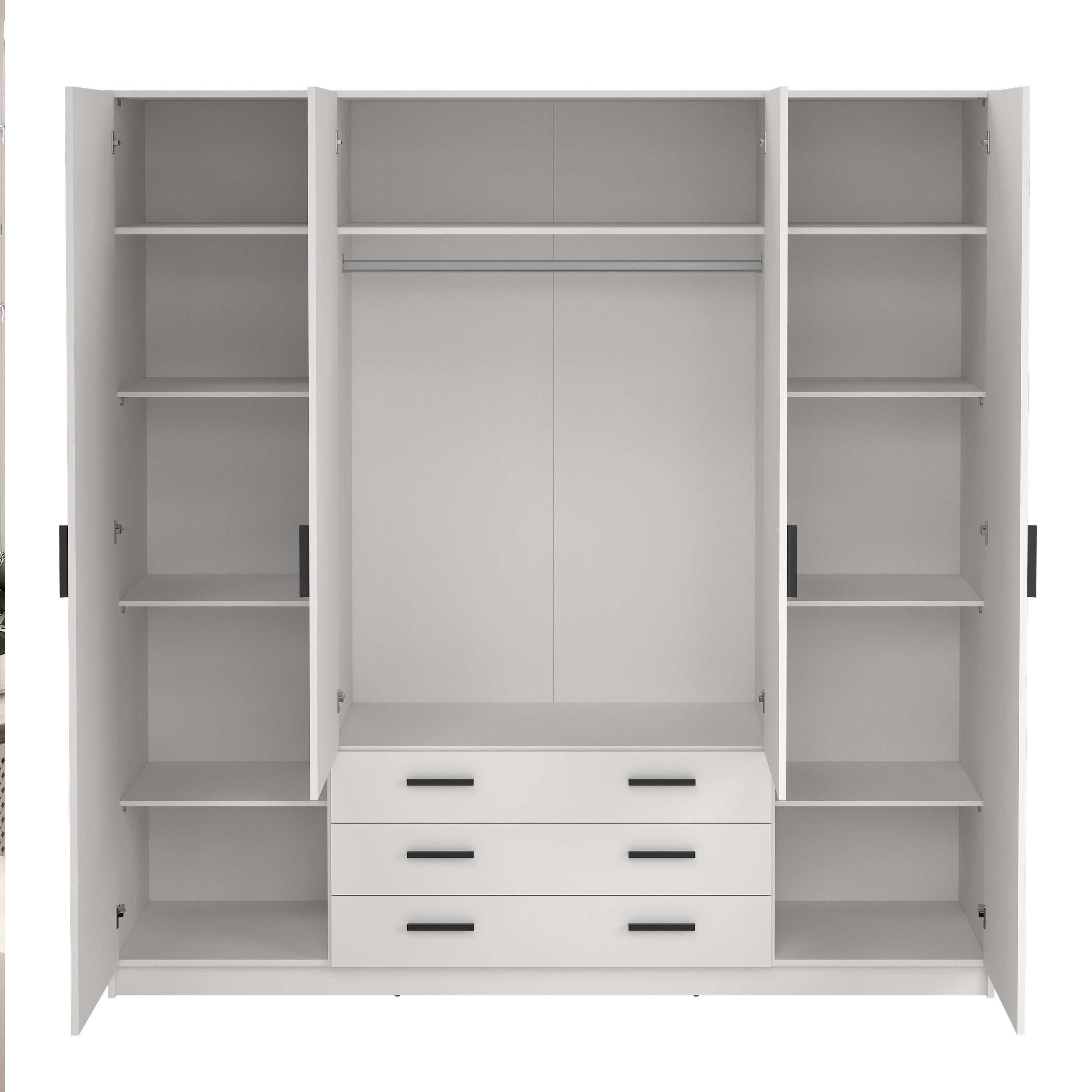 Sprint Wardrobe with 4 Doors + 3 Drawers in White