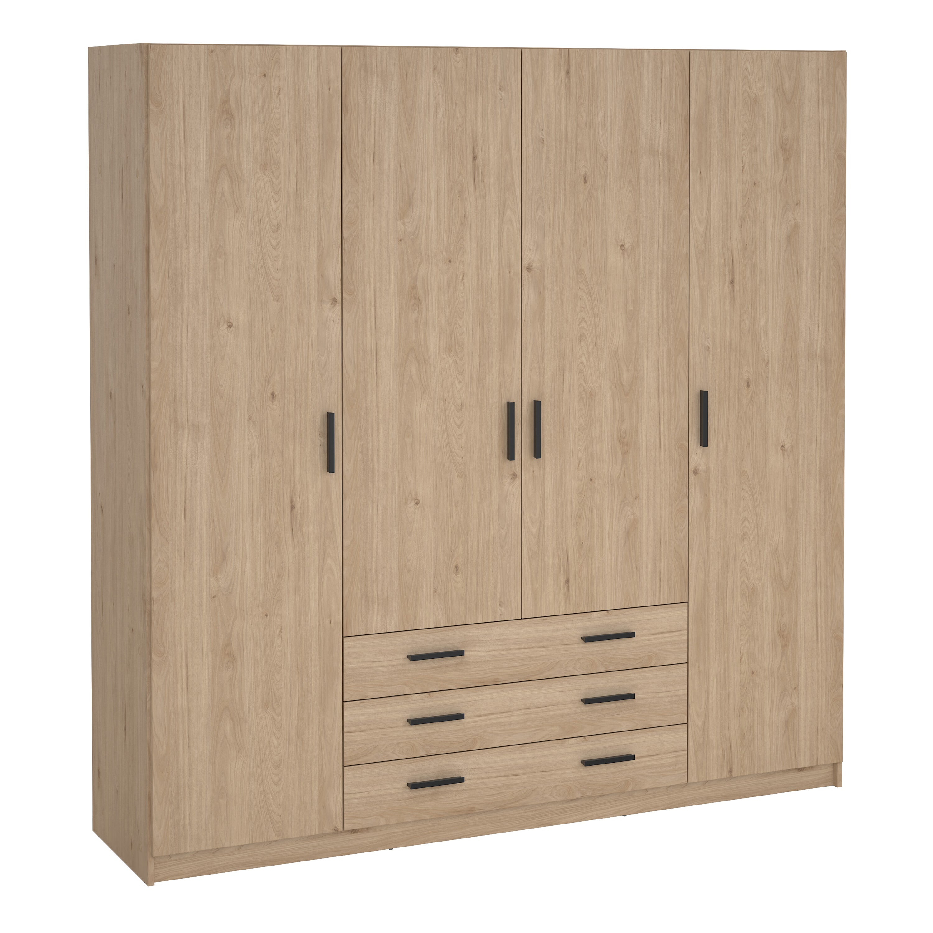 Sprint Wardrobe with 4 Doors + 3 Drawers in Jackson Hickory