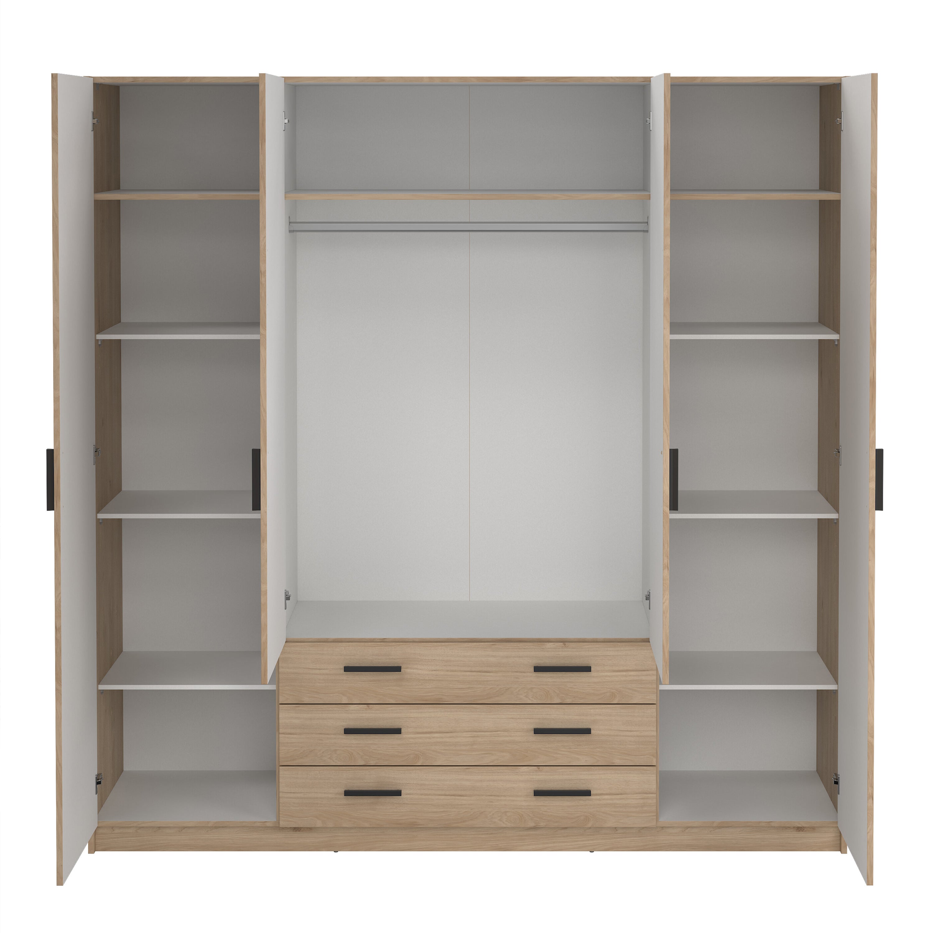 Sprint Wardrobe with 4 Doors + 3 Drawers in Jackson Hickory