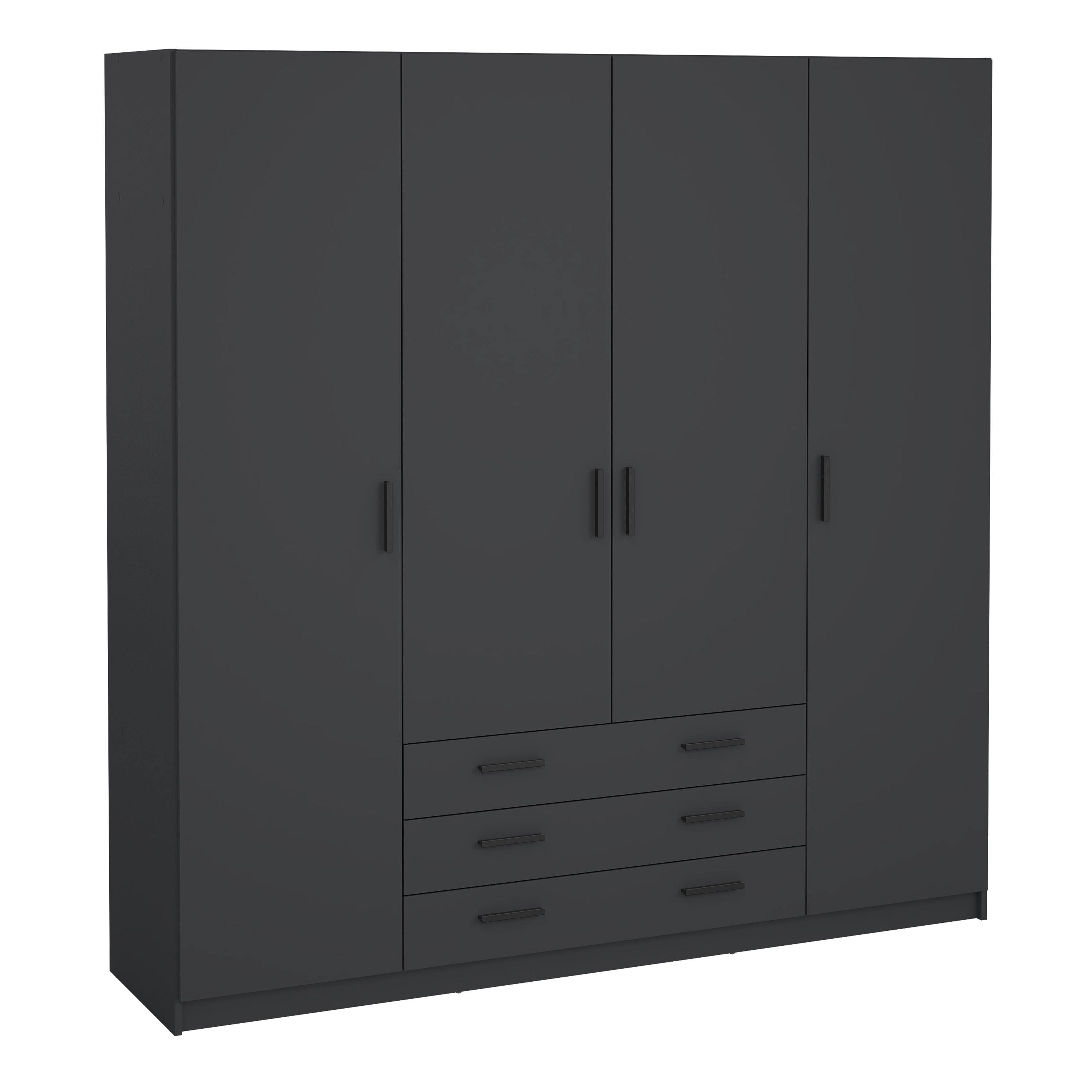 Sprint Wardrobe with 4 Doors + 3 Drawers in Matt Grey