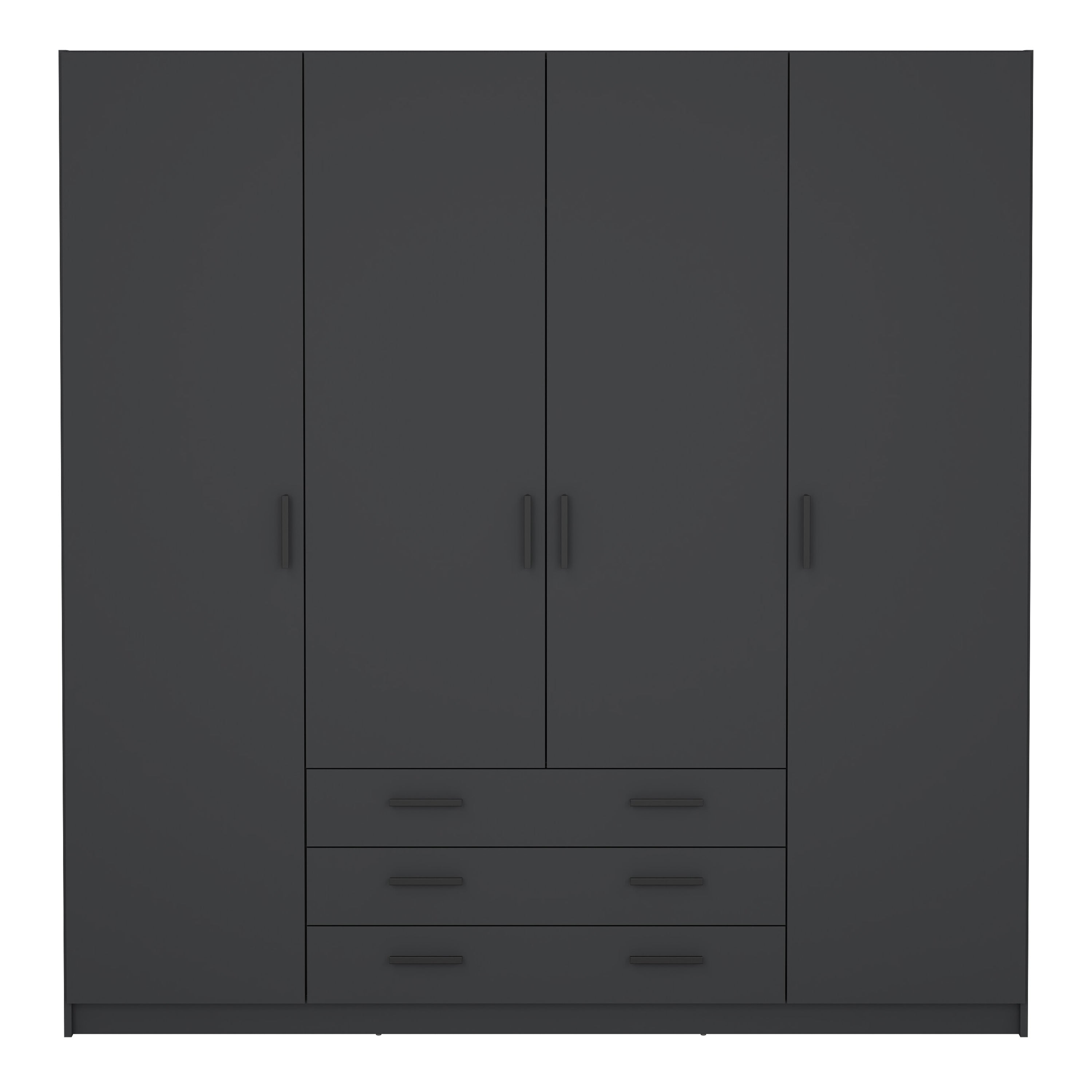 Sprint Wardrobe with 4 Doors + 3 Drawers in Matt Grey