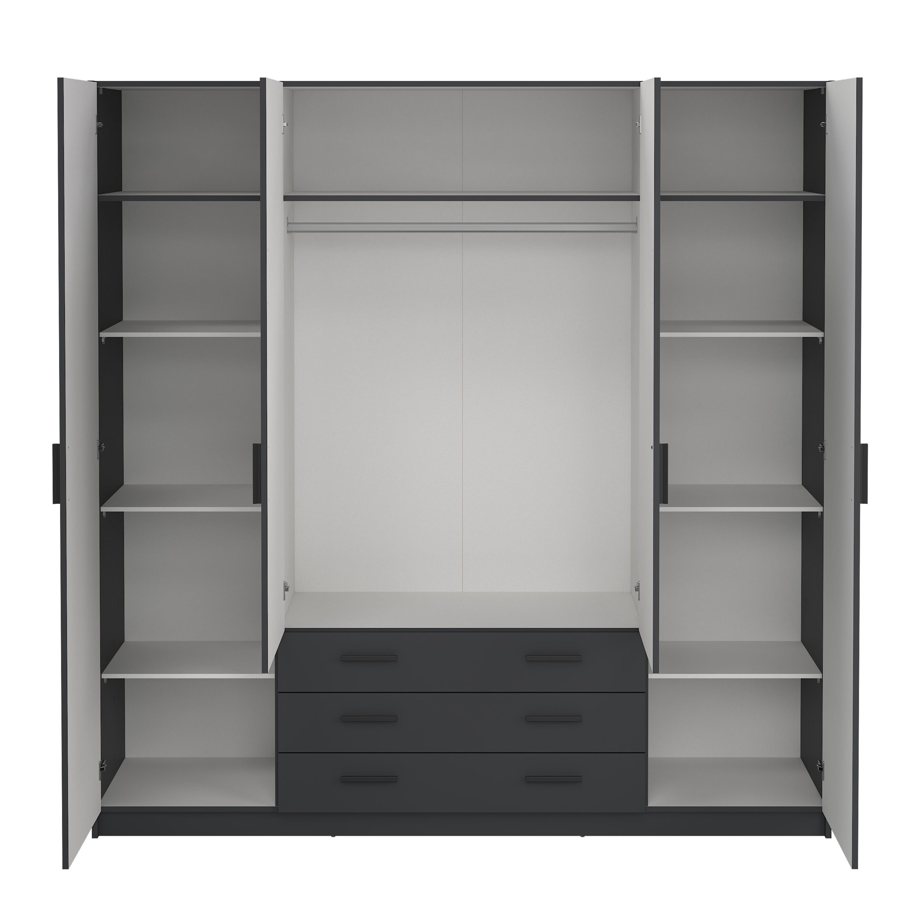 Sprint Wardrobe with 4 Doors + 3 Drawers in Matt Grey