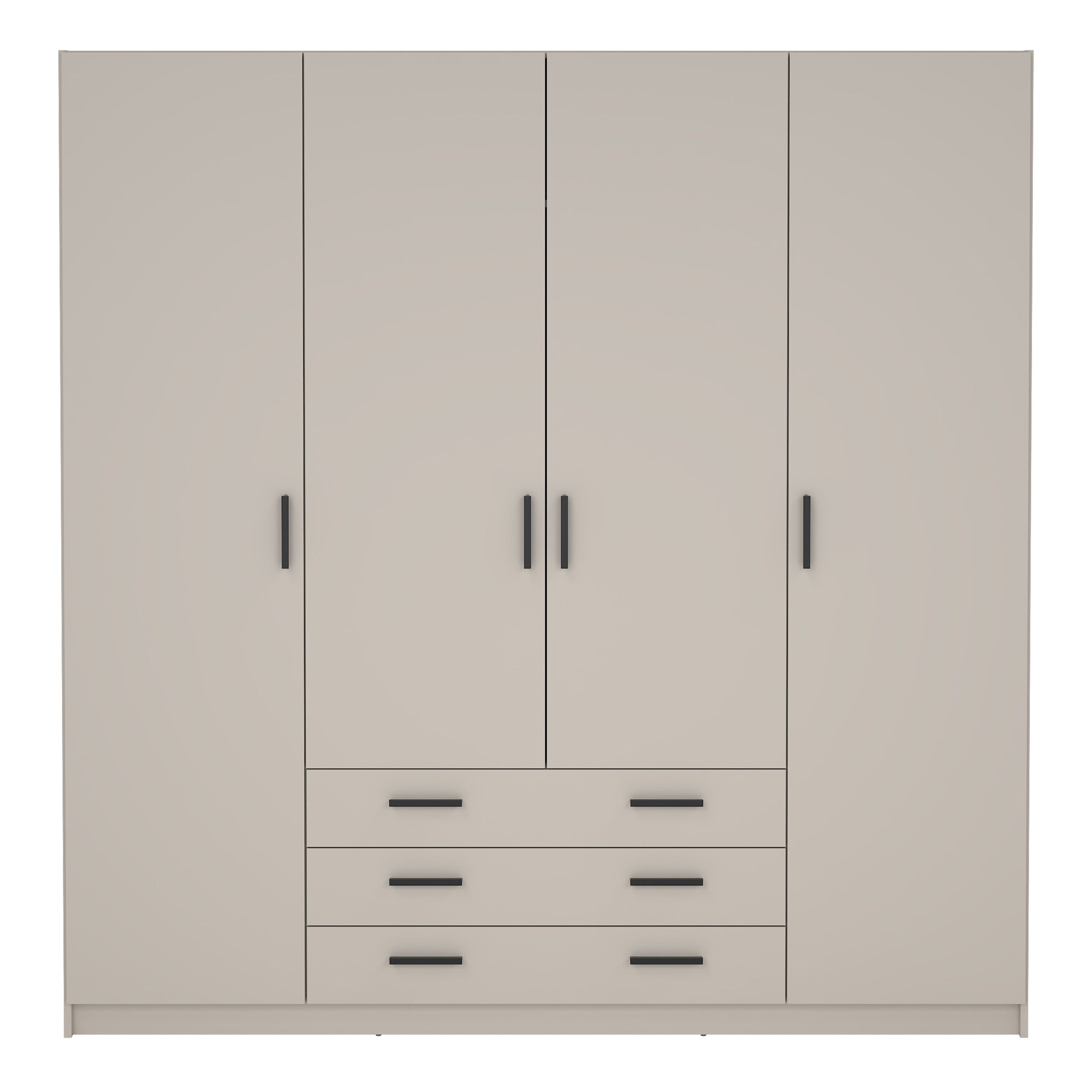 Sprint Wardrobe with 4 Doors + 3 Drawers in Cashmere