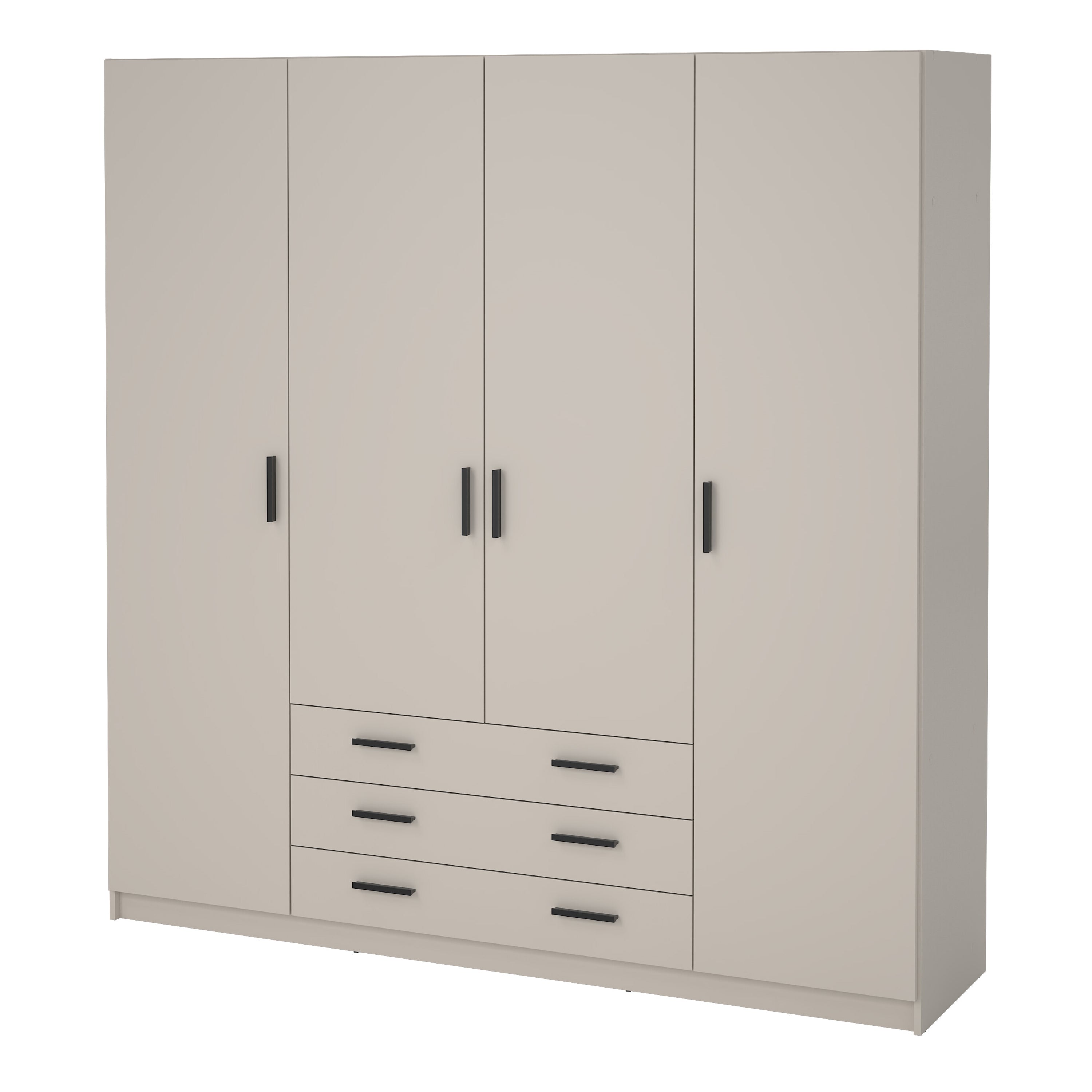 Sprint Wardrobe with 4 Doors + 3 Drawers in Cashmere