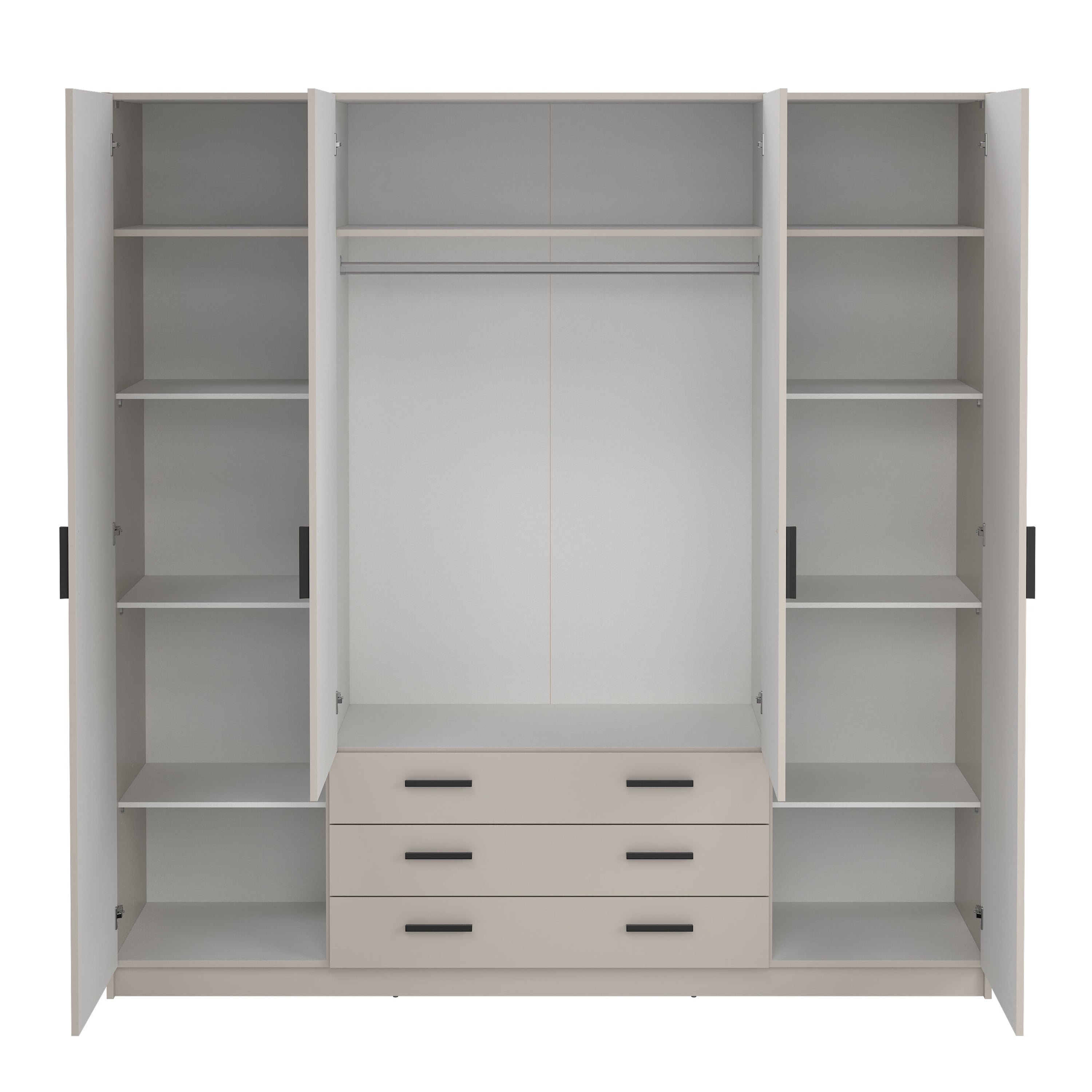 Sprint Wardrobe with 4 Doors + 3 Drawers in Cashmere