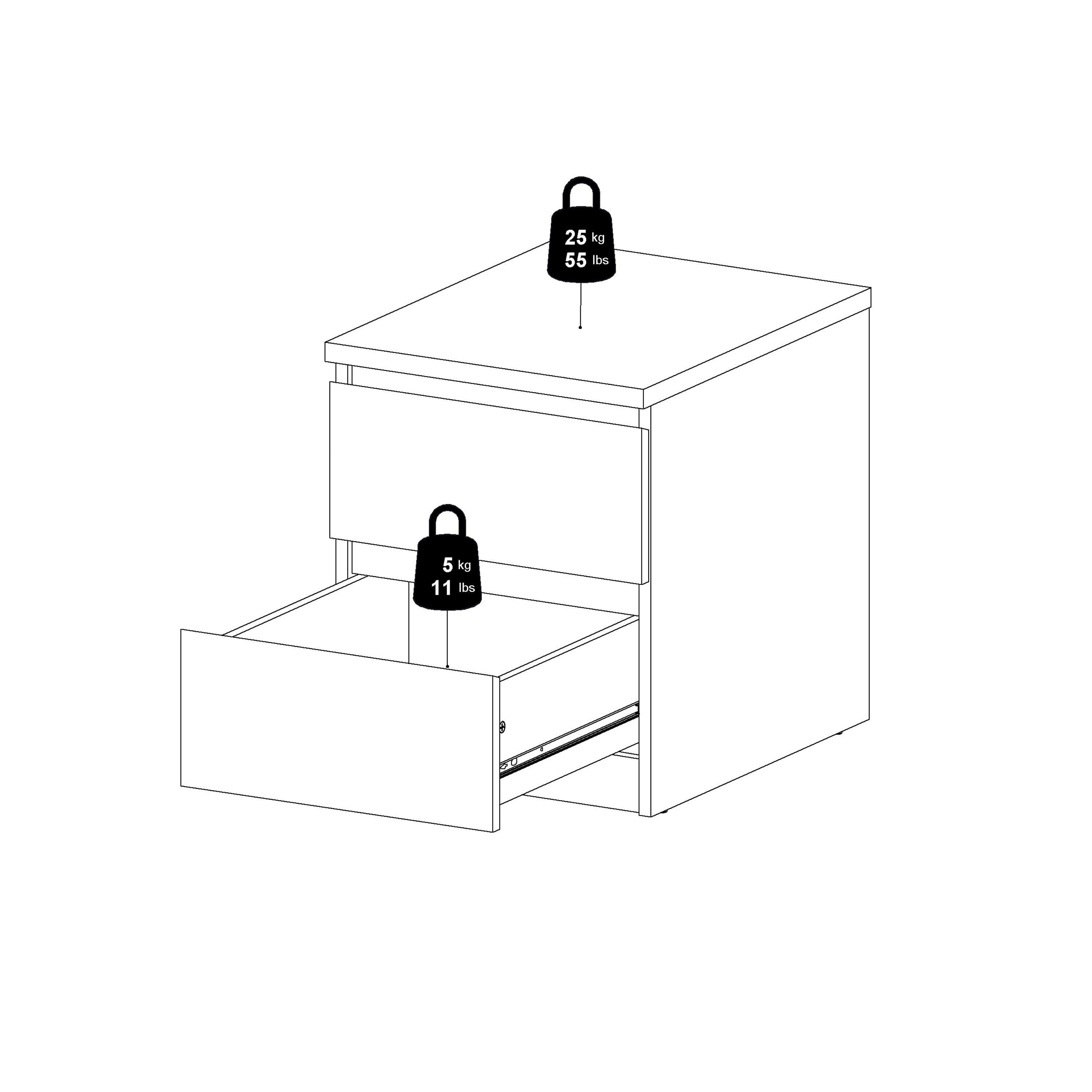 Naia Bedside 2 drawers in Matt Black – FTG, view 11