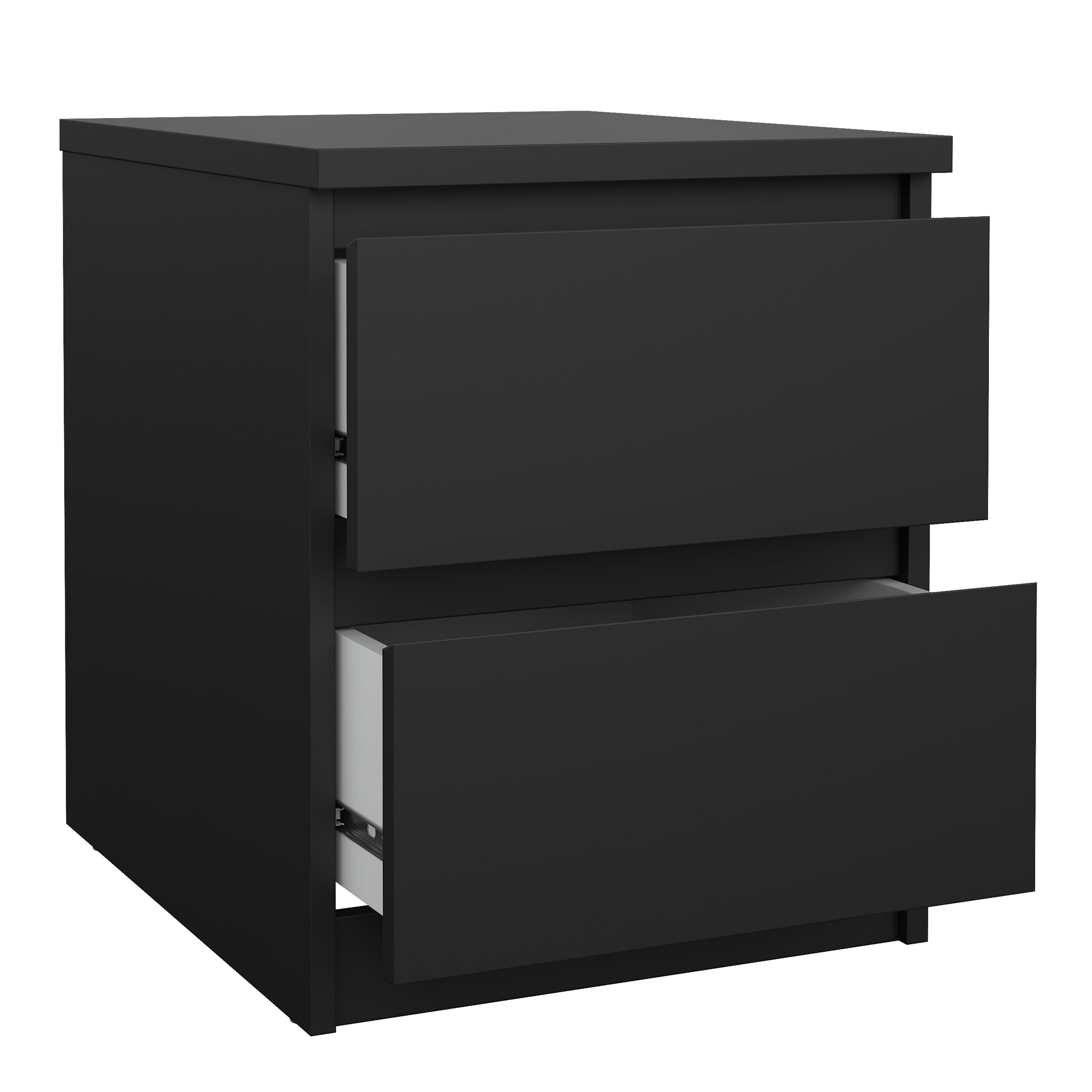 Naia Bedside 2 drawers in Matt Black – FTG, view 4