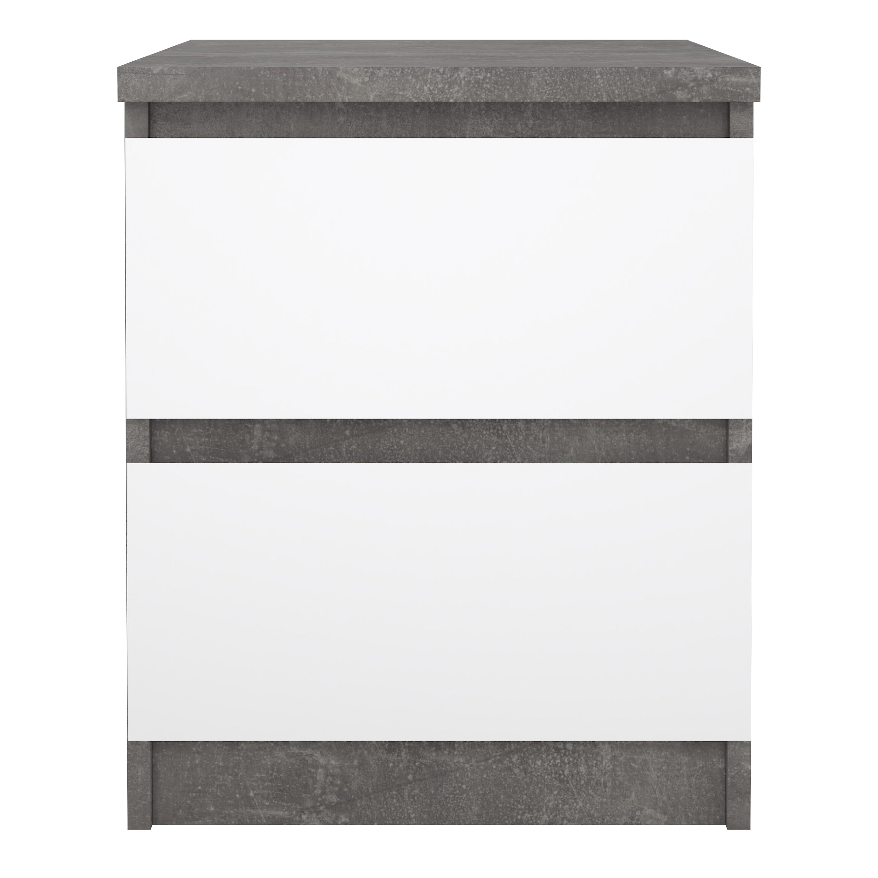 Naia Bedside 2 drawers in Concrete/White high gloss – FTG, view 2