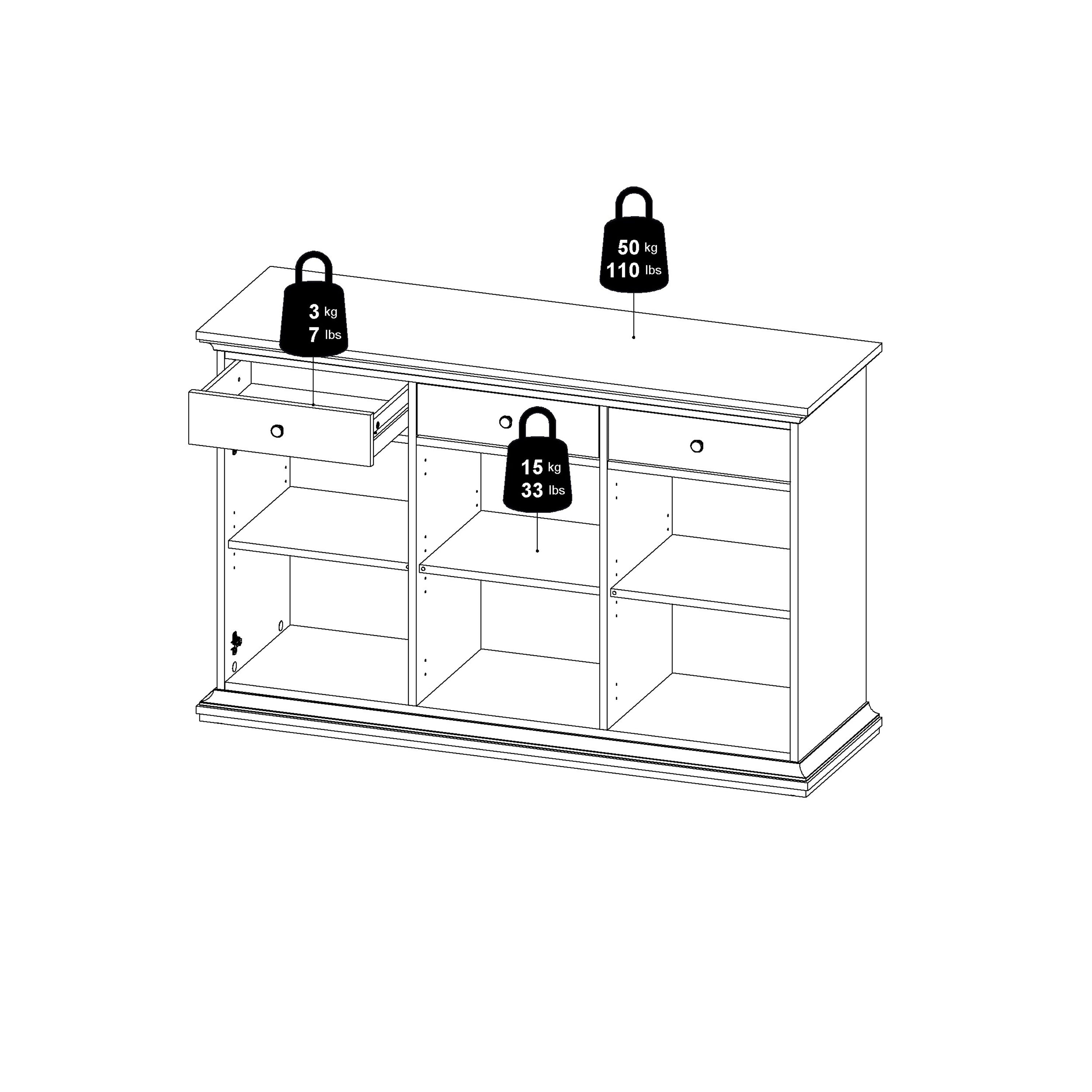 Paris Sideboard with 3 doors and 3 drawers in White – FTG, view 14