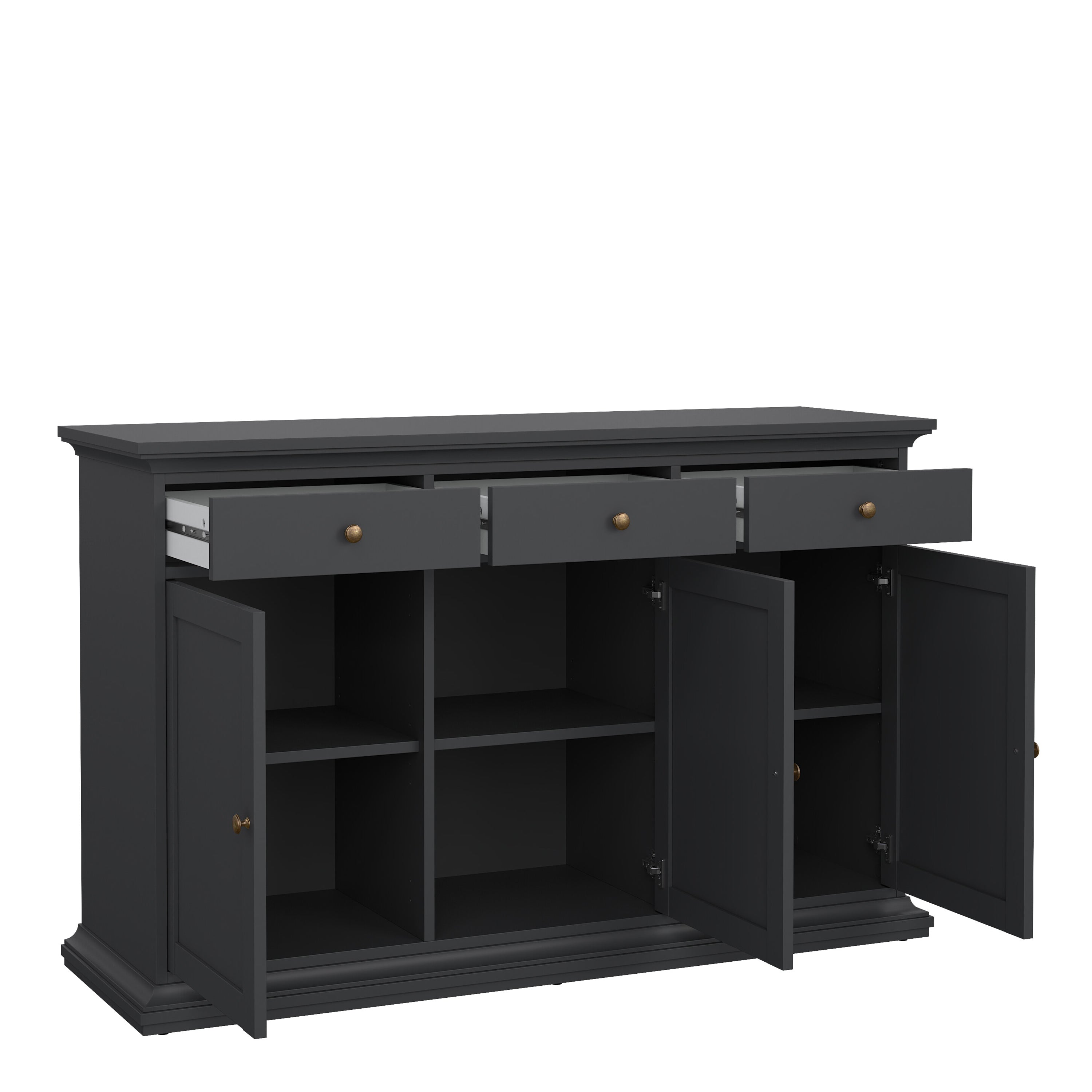 Paris Sideboard with 3 doors and 3 drawers in Matt Grey – FTG, view 5