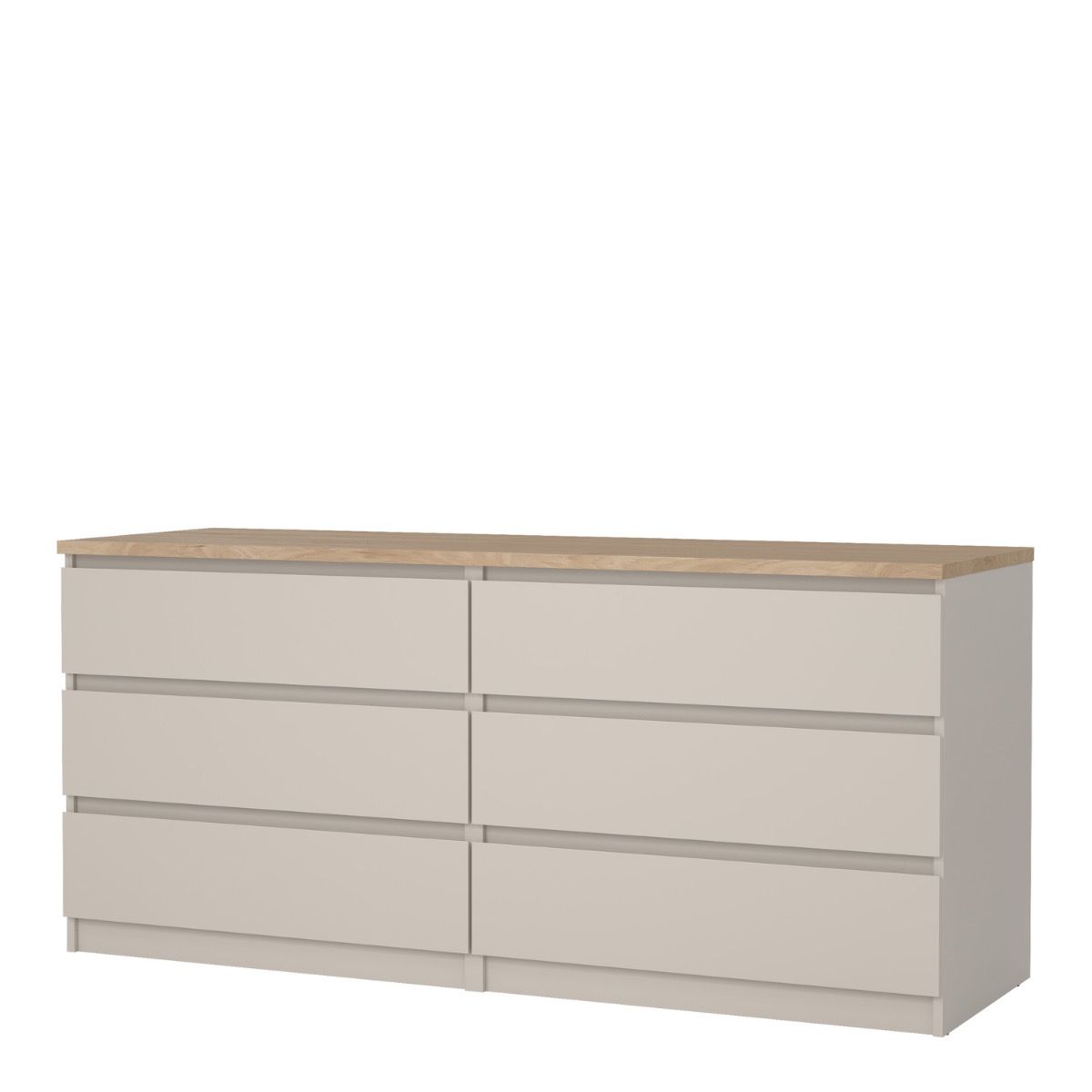 Naia Wide Chest of 6 Drawers (3+3) in Cashmere Jackson Hickory – FTG, view 4