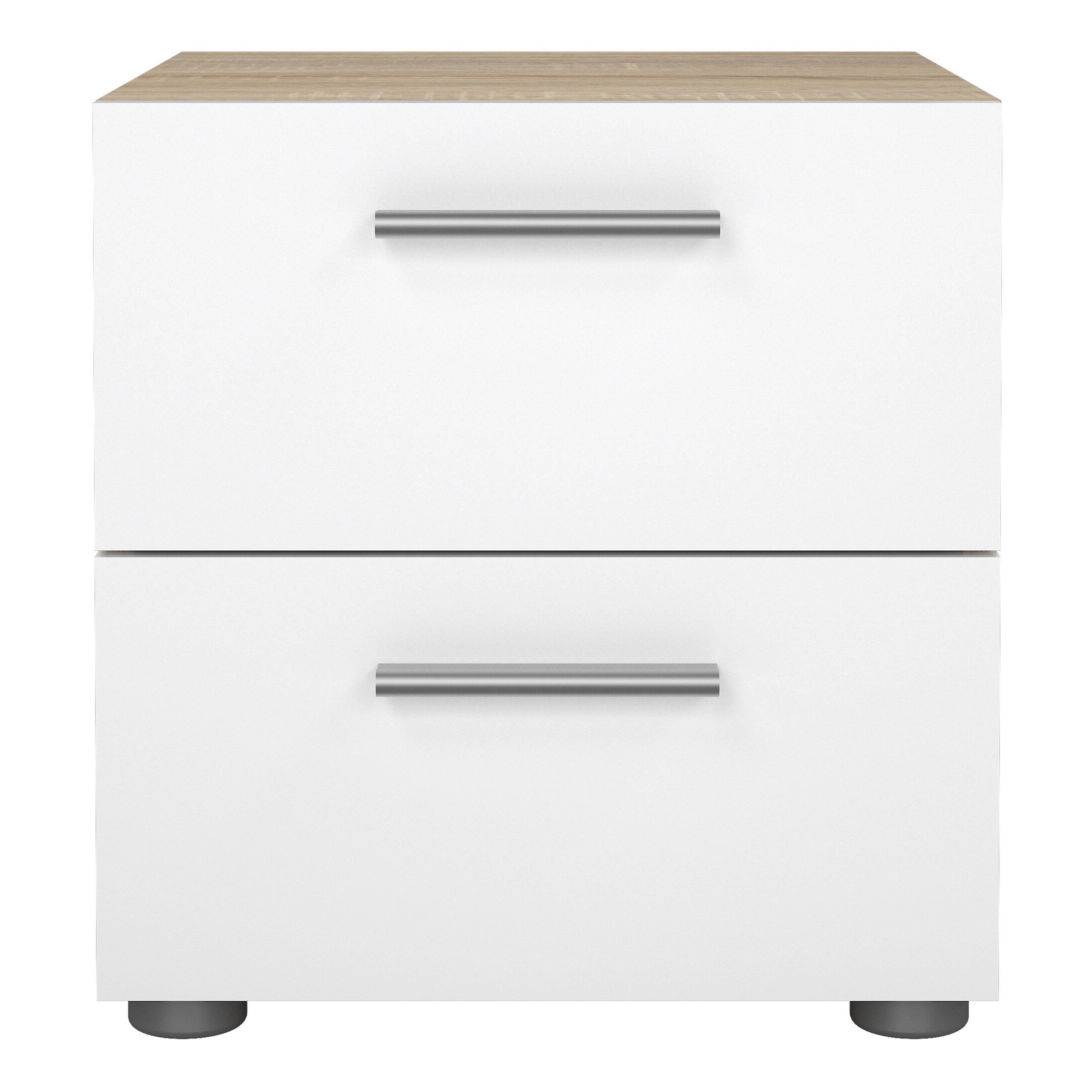 Pepe Bedside 2 Drawers in Oak with White High Gloss – FTG, view 2