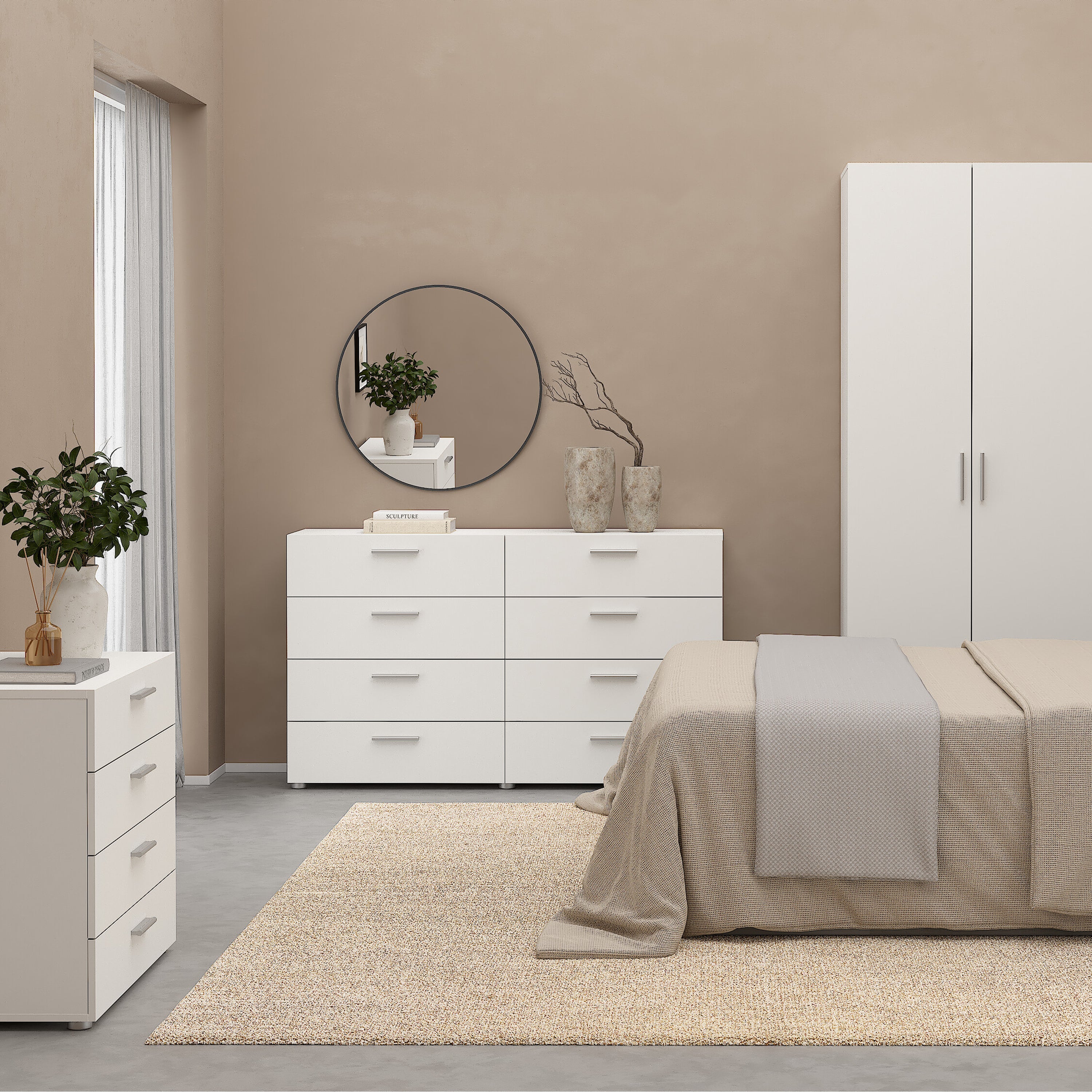 Pepe Wide Chest of 8 Drawers (4+4) in White – FTG, view 6