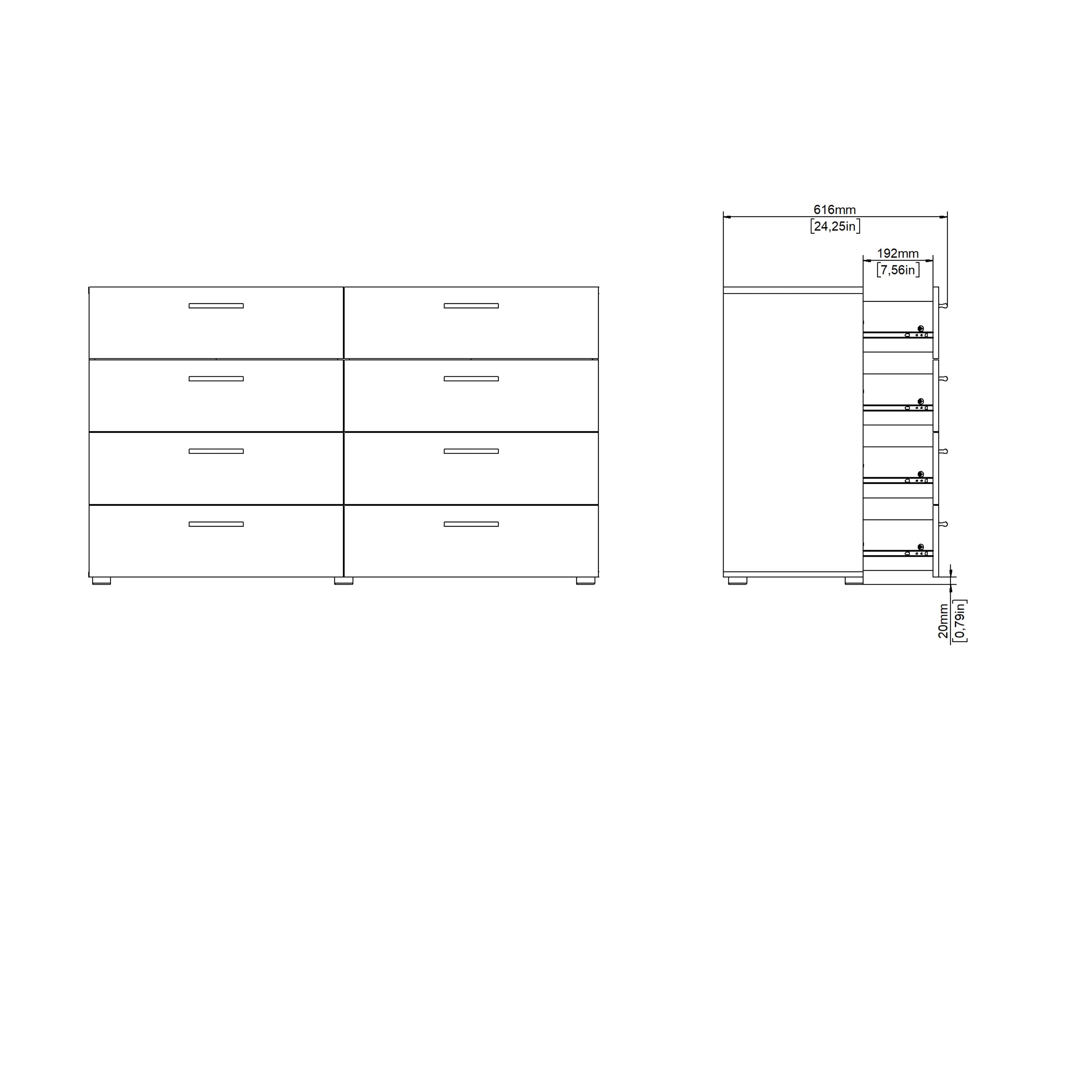 Pepe Wide Chest of 8 Drawers (4+4) in Walnut – FTG, view 10