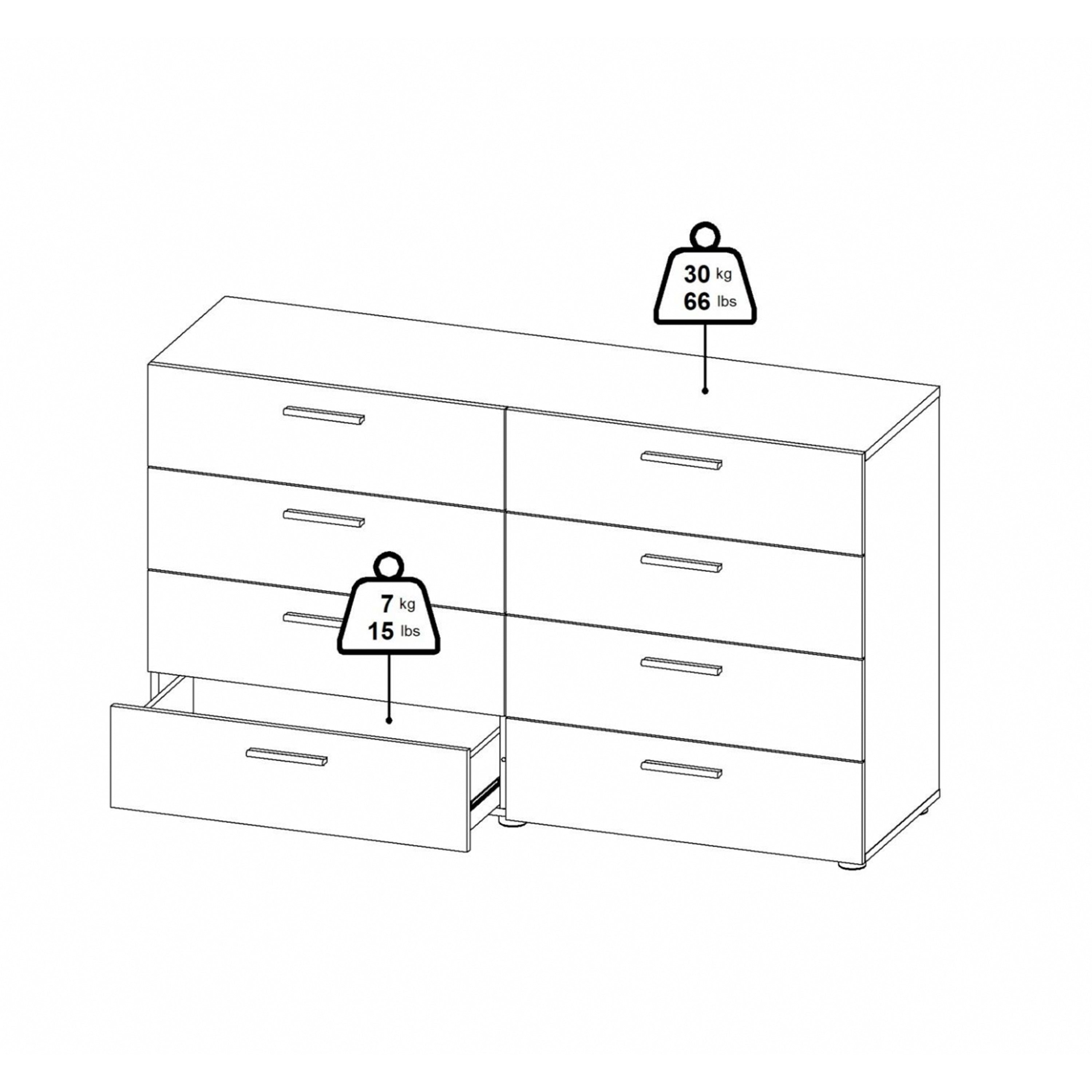 Pepe Wide Chest of 8 Drawers in Black – FTG, view 13