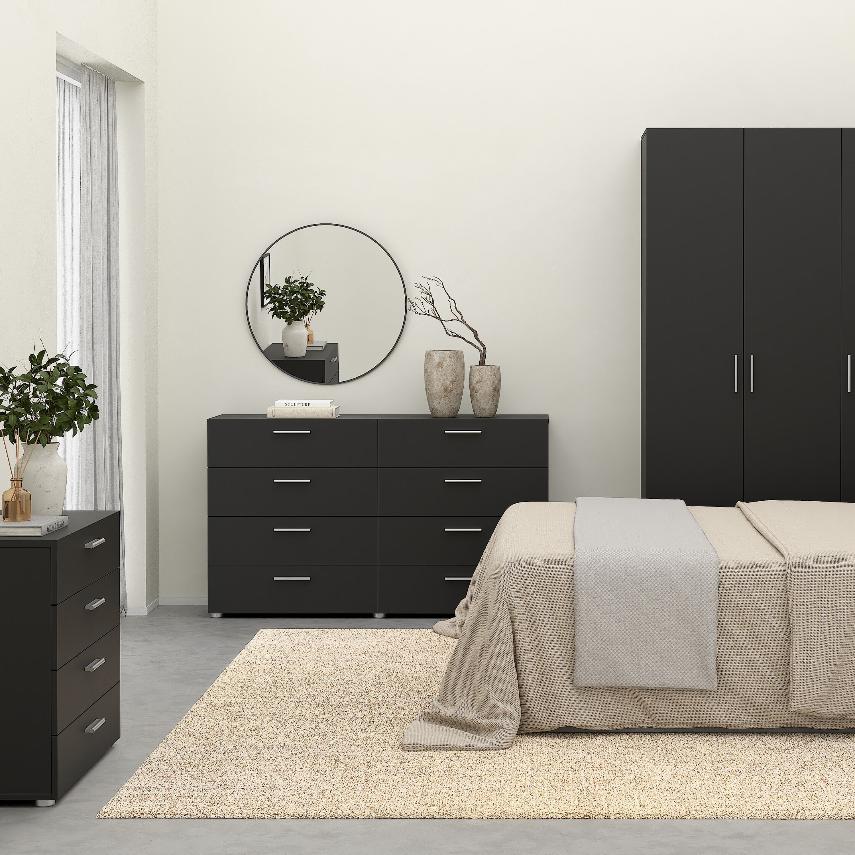 Pepe Wide Chest of 8 Drawers in Black – FTG, view 7