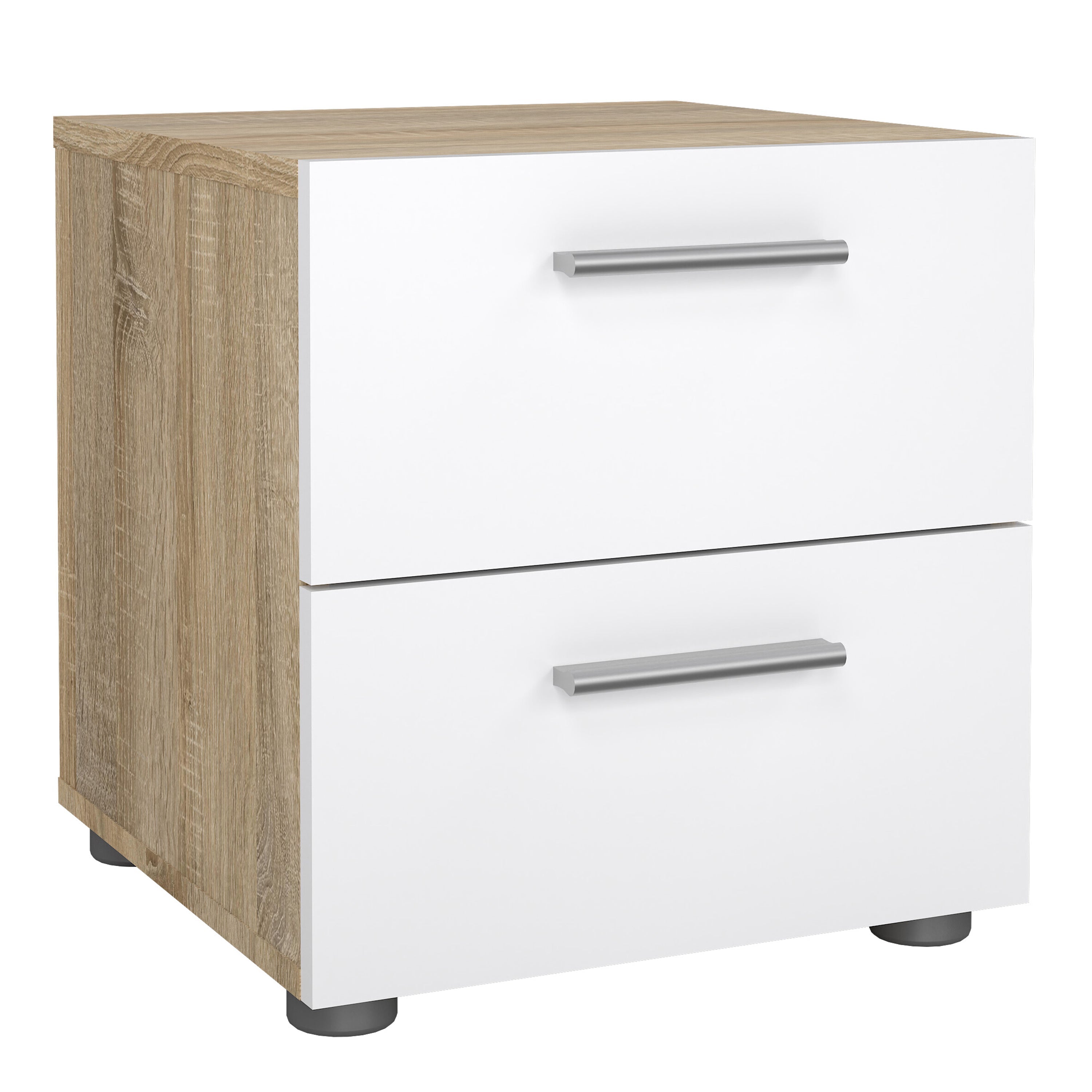 Pepe Bedside 2 Drawers in Oak structure/White High Gloss – FTG