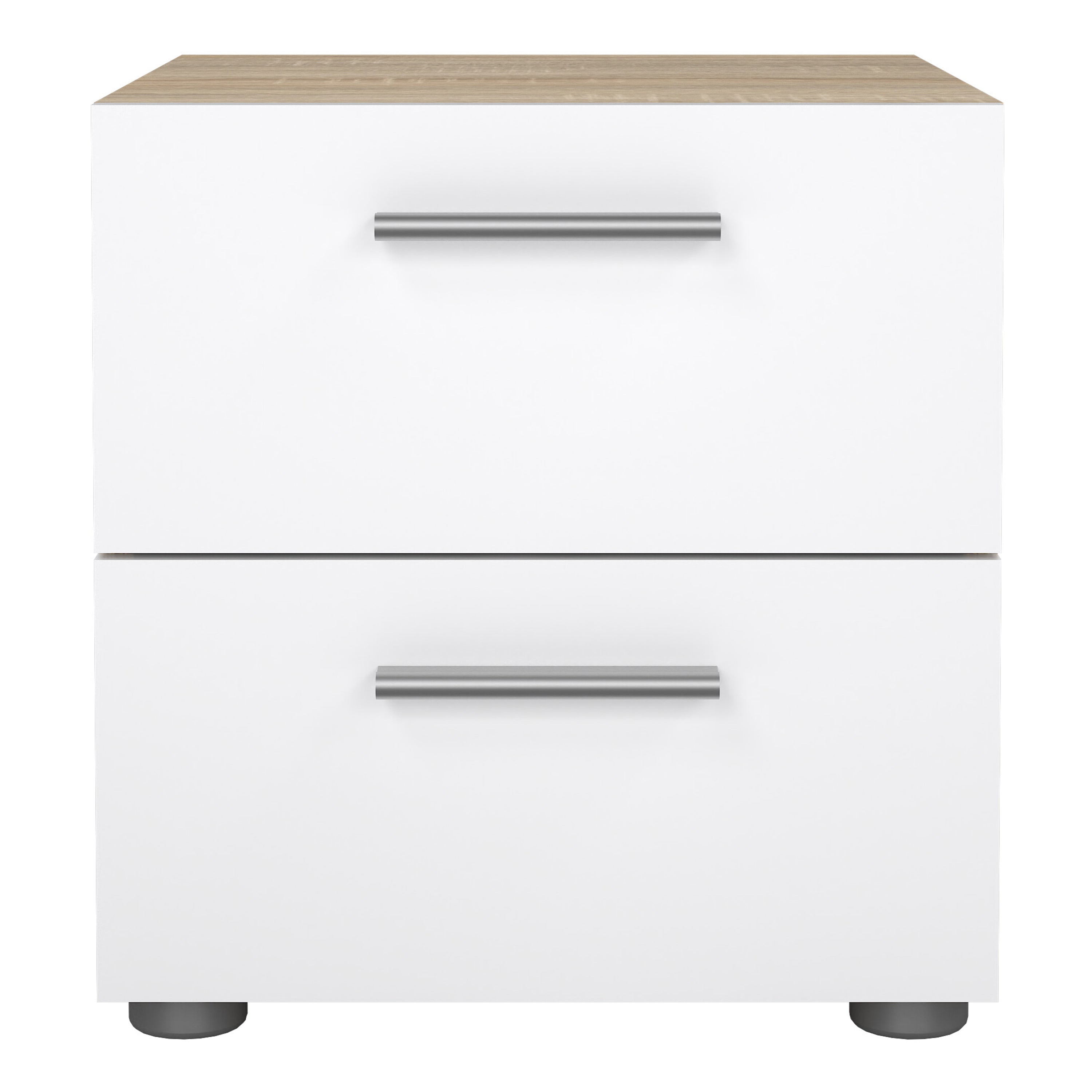 Pepe Bedside 2 Drawers in Oak structure/White High Gloss – FTG, view 2