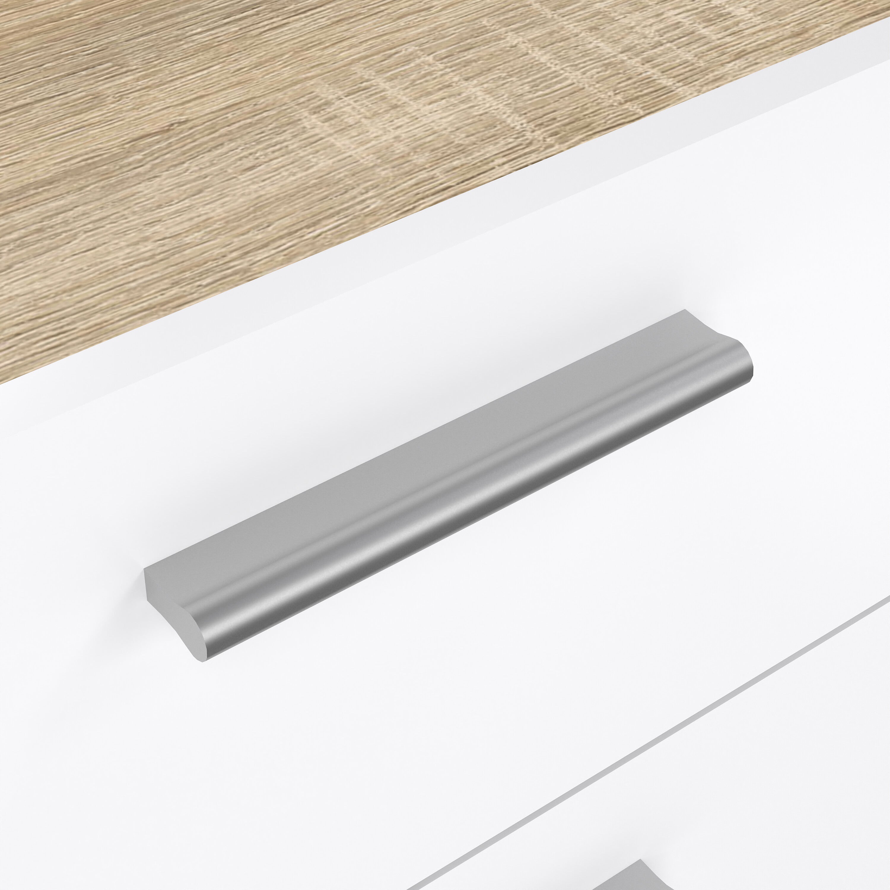 Pepe Bedside 2 Drawers in Oak structure/White High Gloss – FTG, view 6