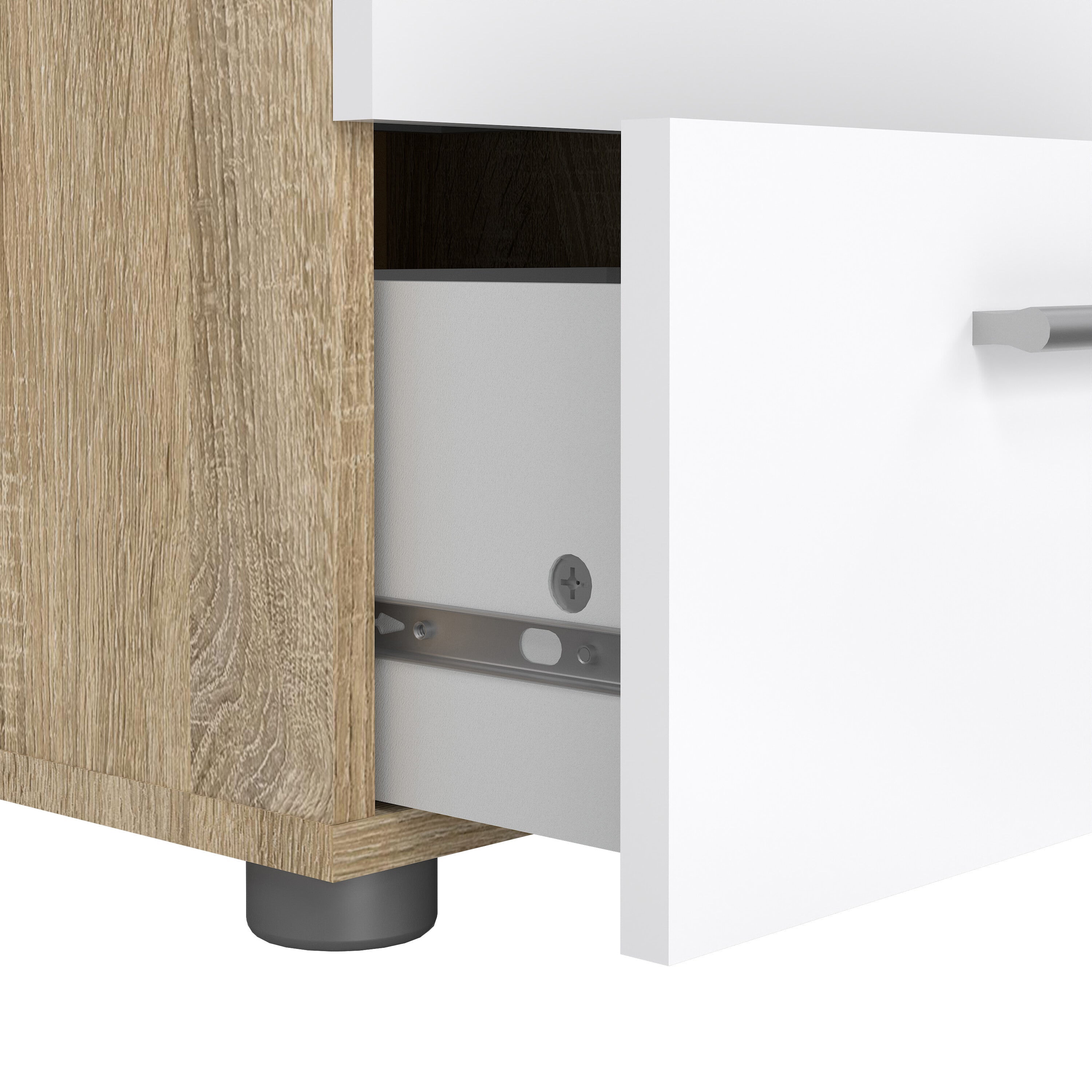 Pepe Bedside 2 Drawers in Oak structure/White High Gloss – FTG, view 7