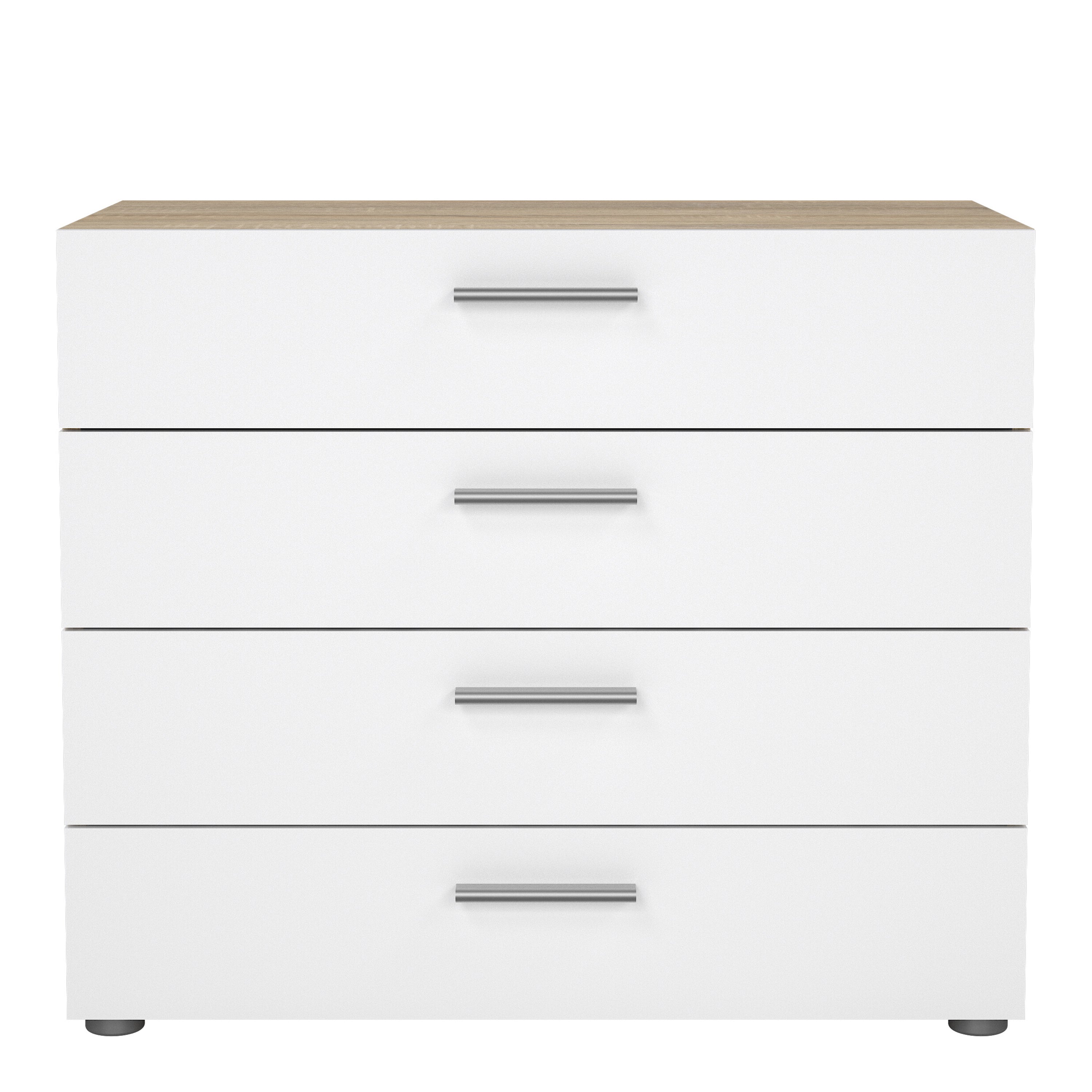 Pepe Chest of 4 Drawers in Oak with White High Gloss – FTG, view 2