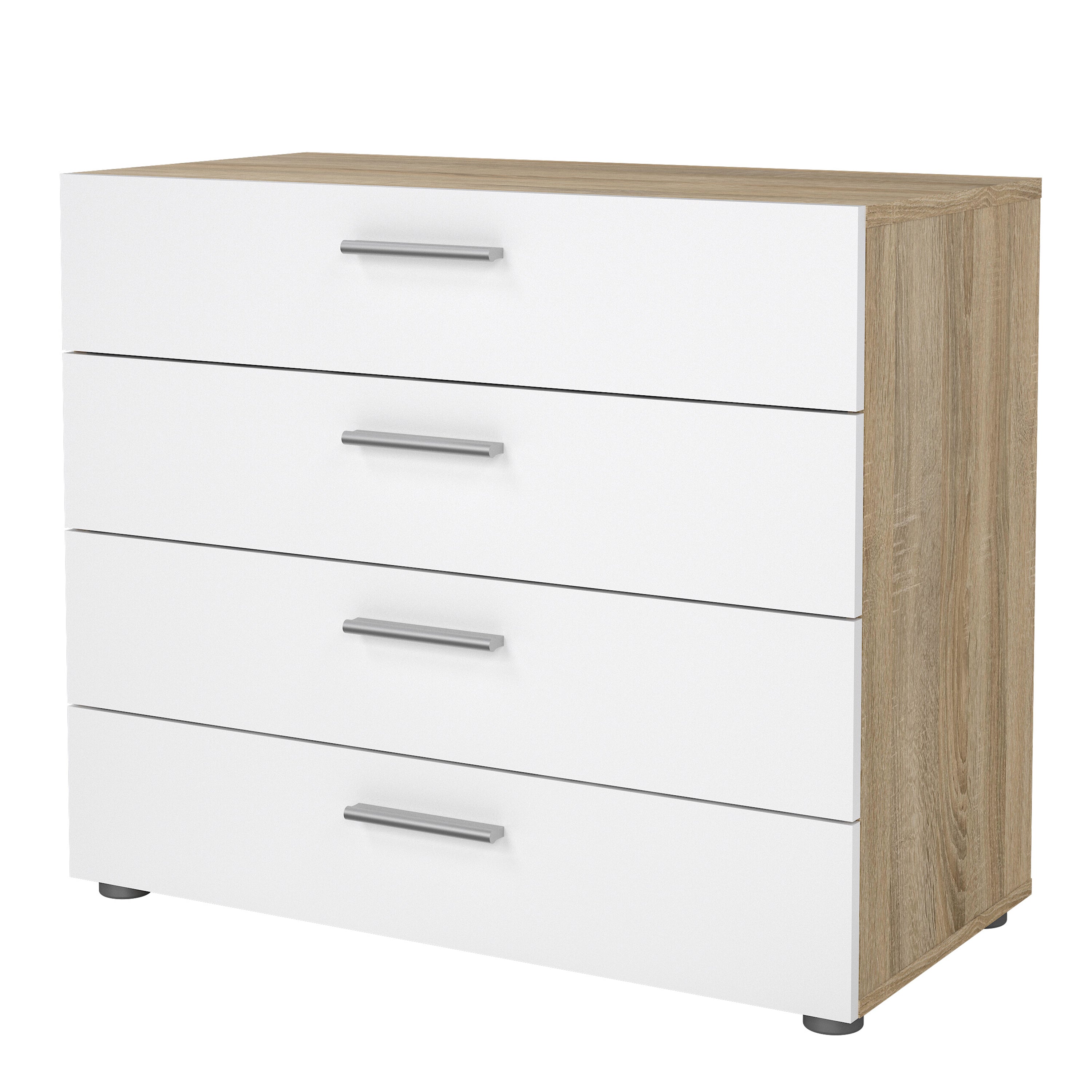 Pepe Chest of 4 Drawers in Oak with White High Gloss – FTG, view 3