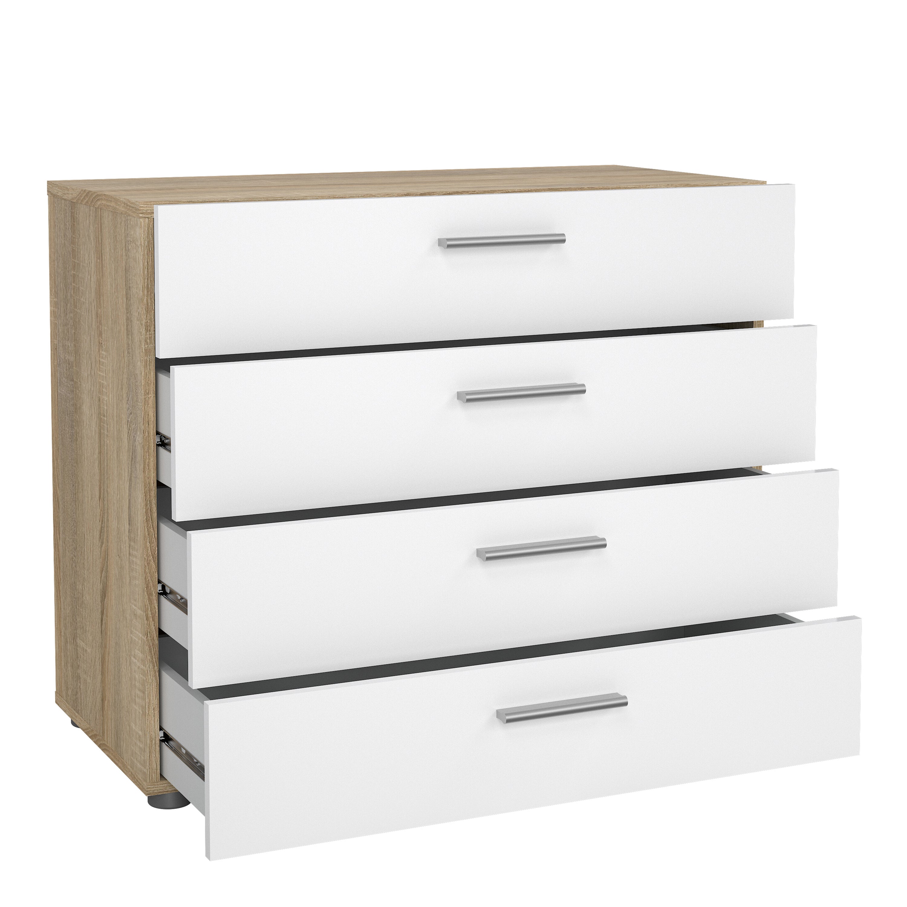 Pepe Chest of 4 Drawers in Oak with White High Gloss – FTG, view 4